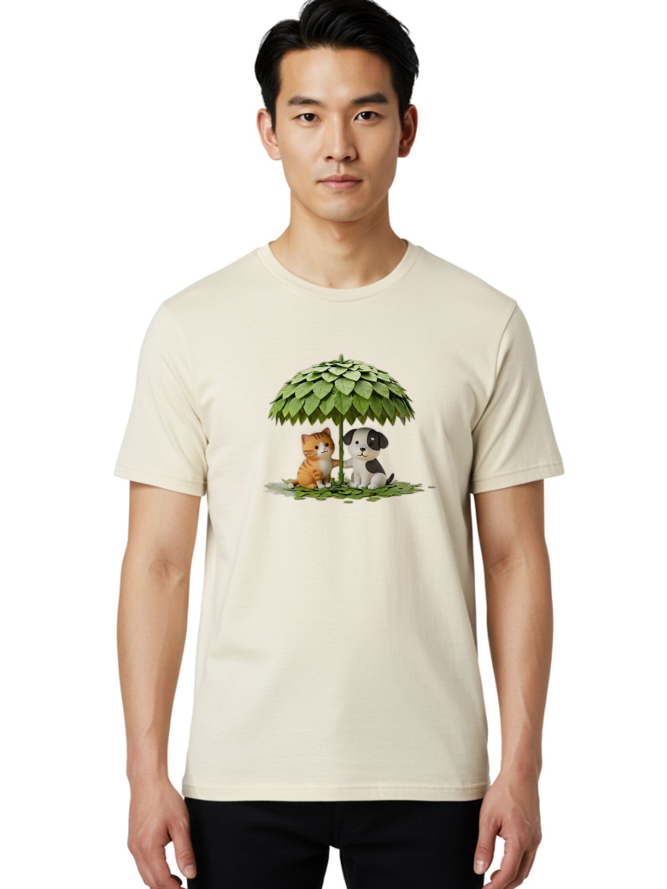 Cat-And-Dog-Under-Parasol Men'S Graphic Tee, 100% Cotton, Comfortable Casual Summer Wear, Machine Washable, Vintage Camera, Old Camera, Antique Camera, Black Camera, Classic Photography, Photography Equipment, Nostalgic Device, Film Camera, Baf713