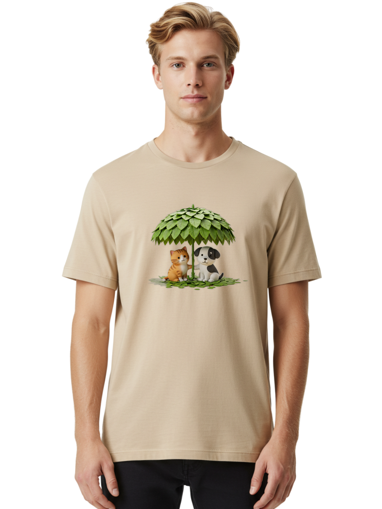 Cat-And-Dog-Under-Parasol Men'S Graphic Tee, 100% Cotton, Comfortable Casual Summer Wear, Machine Washable, Vintage Camera, Old Camera, Antique Camera, Black Camera, Classic Photography, Photography Equipment, Nostalgic Device, Film Camera, Baf713