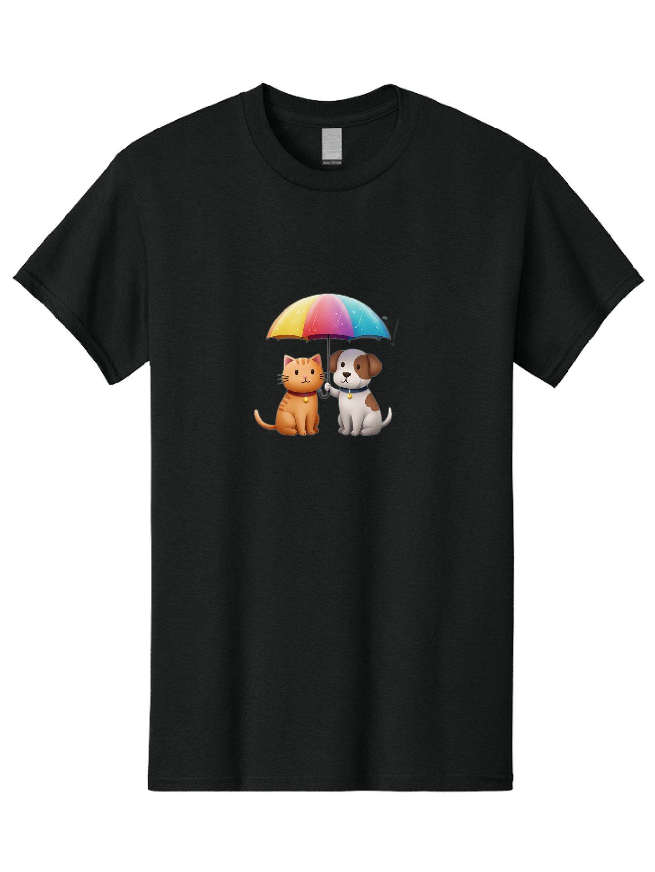 Cat-And-Dog-Under-Rainbow-Umbrella Men'S Graphic Tee, 100% Cotton, Comfortable Casual Summer Wear, Machine Washable, Vintage Camera, Old Camera, Antique Camera, Black Camera, Classic Photography, Photography Equipment, Nostalgic Device, Baf714