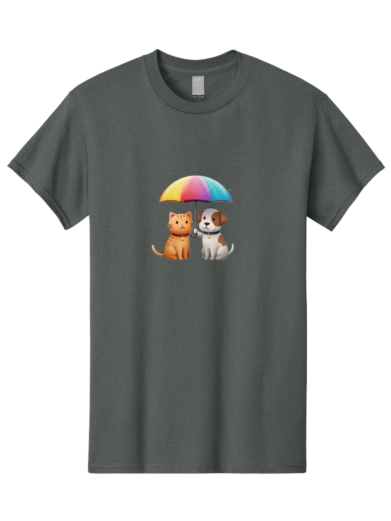 Cat-And-Dog-Under-Rainbow-Umbrella Men'S Graphic Tee, 100% Cotton, Comfortable Casual Summer Wear, Machine Washable, Vintage Camera, Old Camera, Antique Camera, Black Camera, Classic Photography, Photography Equipment, Nostalgic Device, Baf714