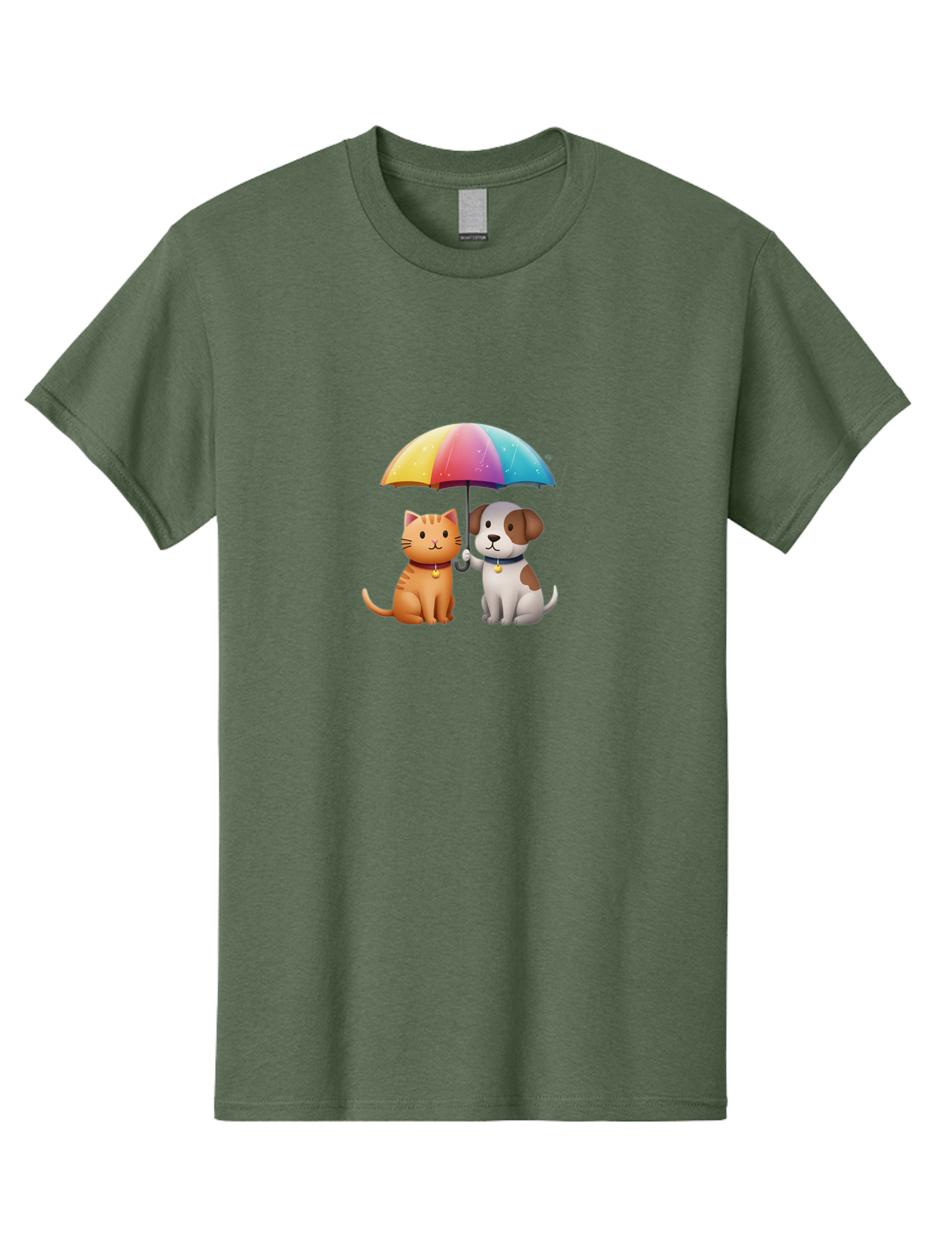 Cat-And-Dog-Under-Rainbow-Umbrella Men'S Graphic Tee, 100% Cotton, Comfortable Casual Summer Wear, Machine Washable, Vintage Camera, Old Camera, Antique Camera, Black Camera, Classic Photography, Photography Equipment, Nostalgic Device, Baf714
