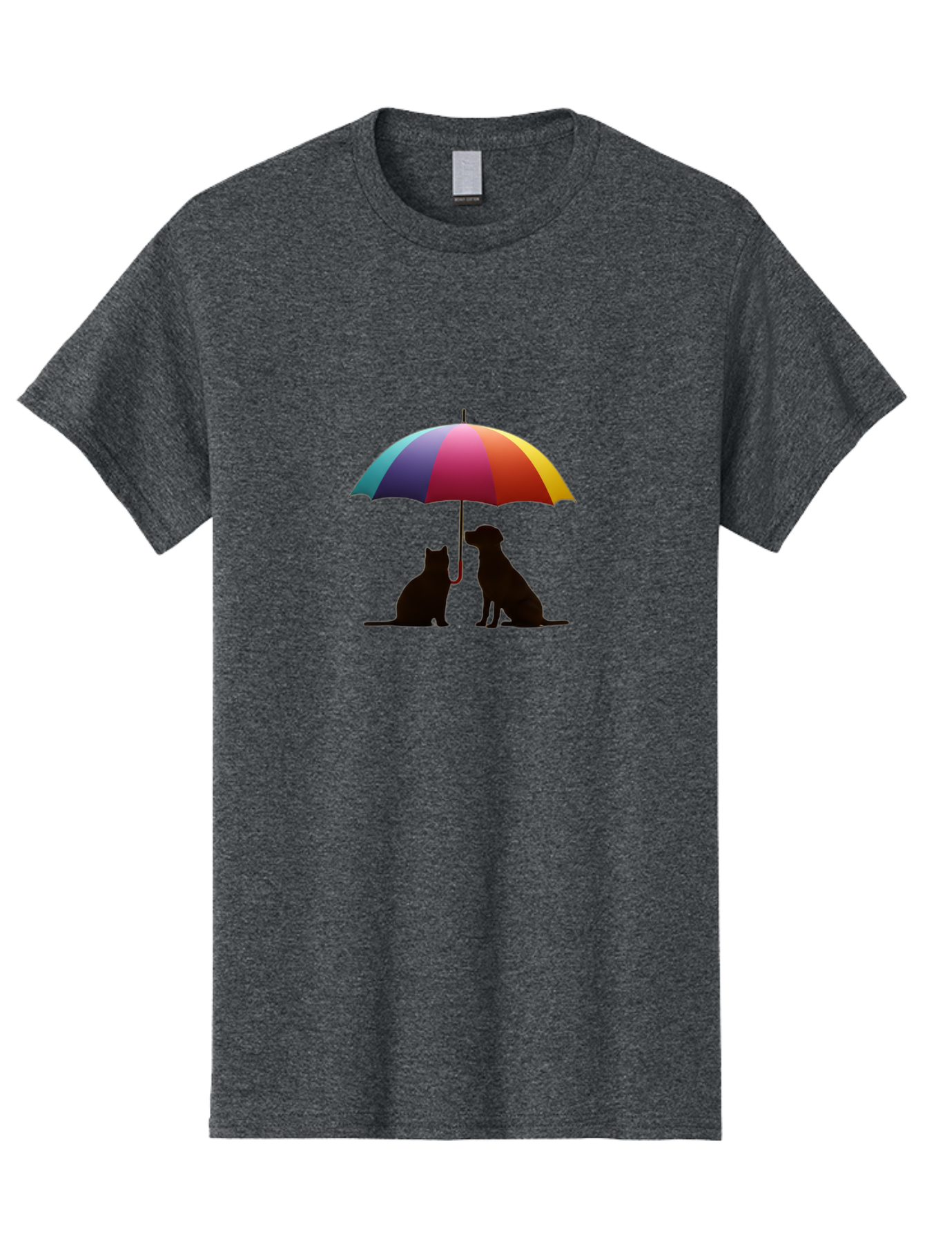 Cat-And-Dog-Under-Umbrella-1 Men'S Graphic Tee, 100% Cotton, Comfortable Casual Summer Wear, Machine Washable, Vintage Camera, Old Camera, Antique Camera, Black Camera, Classic Photography, Photography Equipment, Nostalgic Device, Film Camera, Baf715