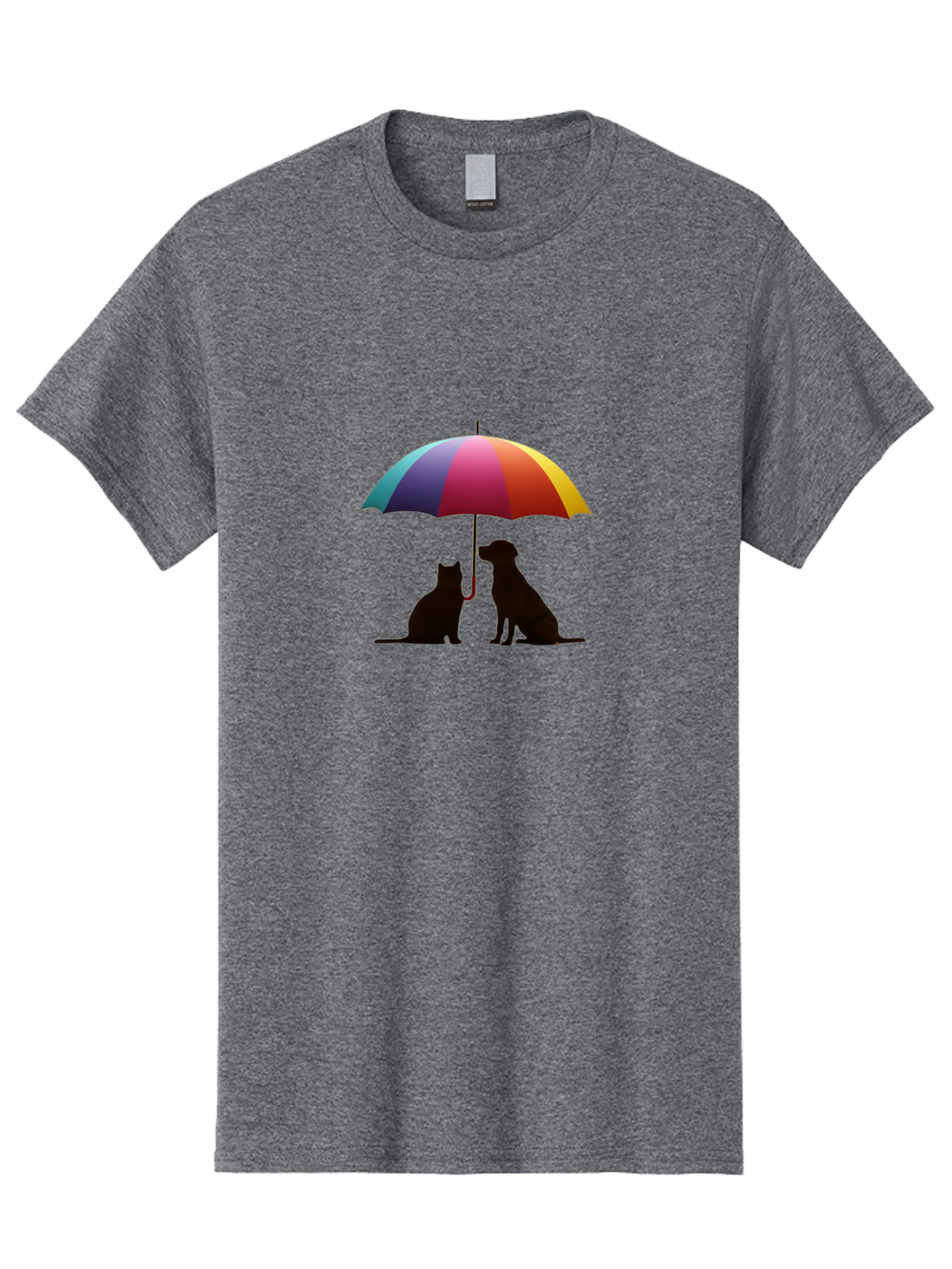 Cat-And-Dog-Under-Umbrella-1 Men'S Graphic Tee, 100% Cotton, Comfortable Casual Summer Wear, Machine Washable, Vintage Camera, Old Camera, Antique Camera, Black Camera, Classic Photography, Photography Equipment, Nostalgic Device, Film Camera, Baf715