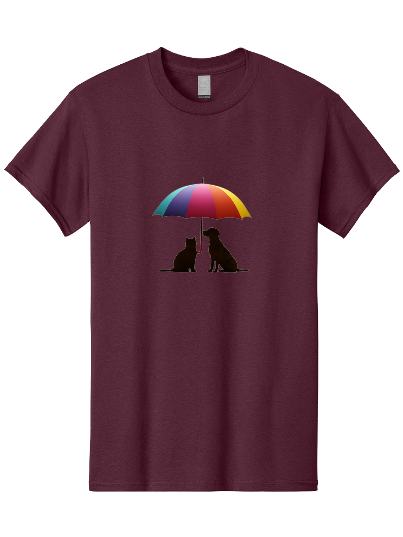 Cat-And-Dog-Under-Umbrella-1 Men'S Graphic Tee, 100% Cotton, Comfortable Casual Summer Wear, Machine Washable, Vintage Camera, Old Camera, Antique Camera, Black Camera, Classic Photography, Photography Equipment, Nostalgic Device, Film Camera, Baf715