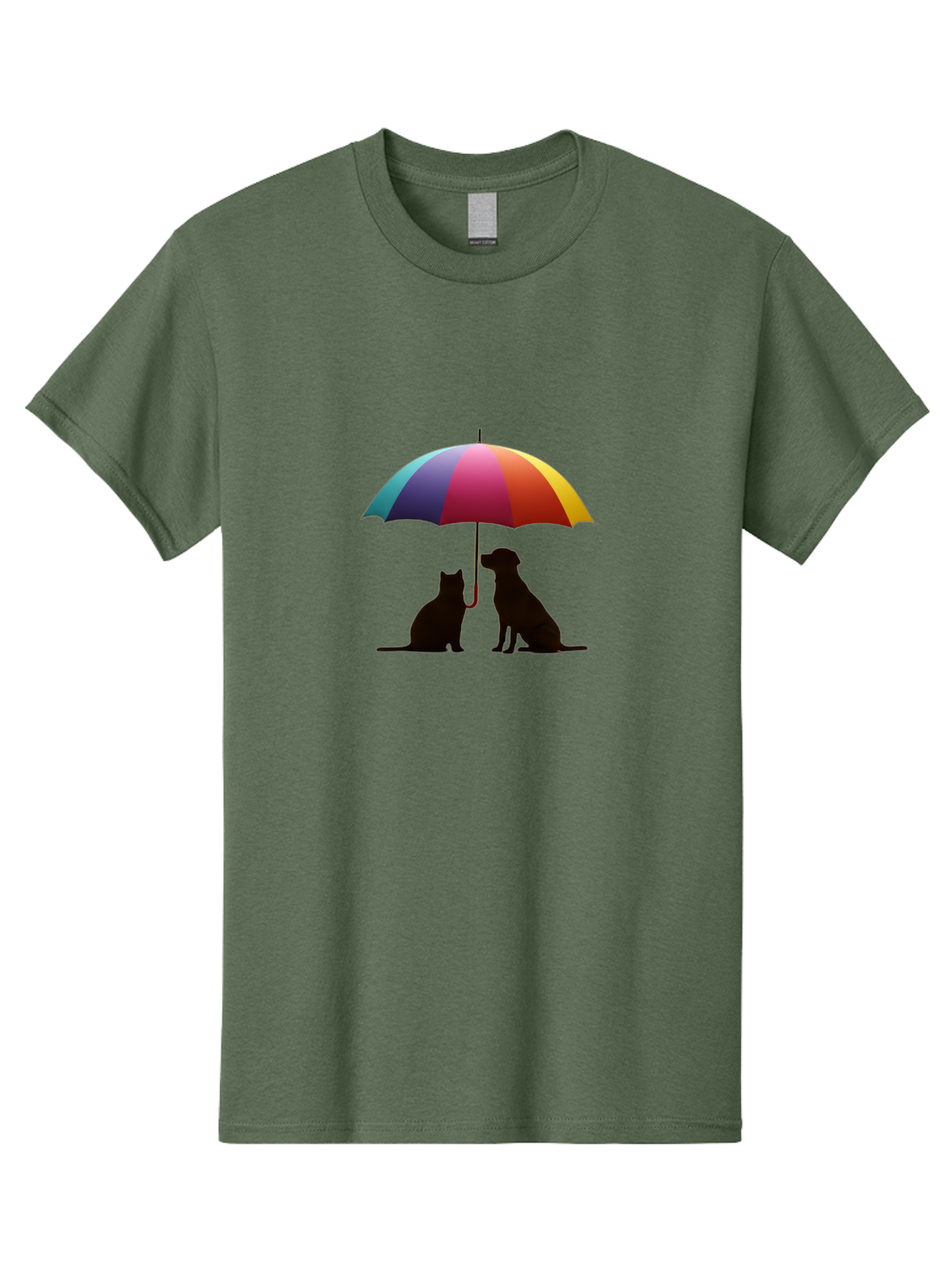 Cat-And-Dog-Under-Umbrella-1 Men'S Graphic Tee, 100% Cotton, Comfortable Casual Summer Wear, Machine Washable, Vintage Camera, Old Camera, Antique Camera, Black Camera, Classic Photography, Photography Equipment, Nostalgic Device, Film Camera, Baf715