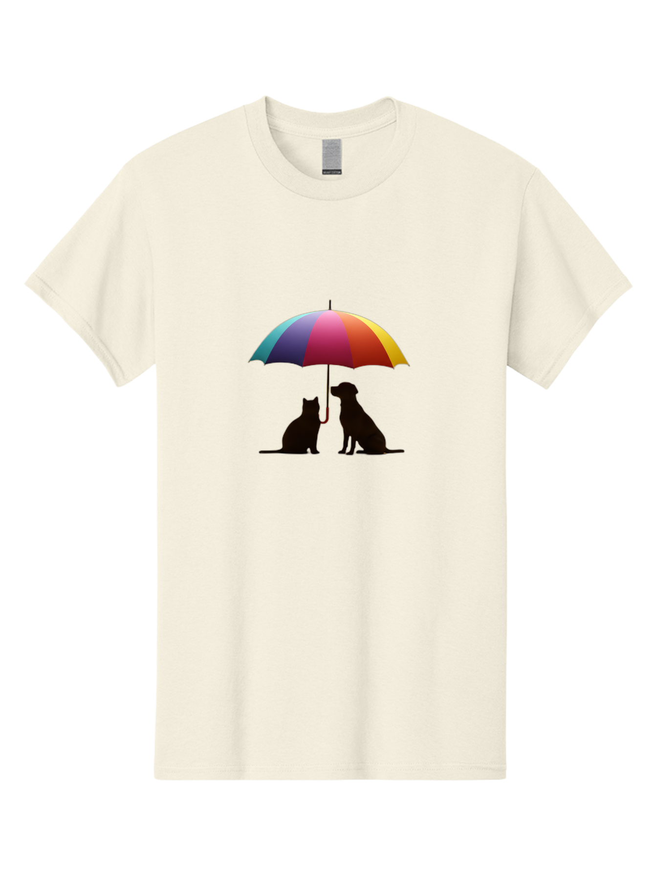 Cat-And-Dog-Under-Umbrella-1 Men'S Graphic Tee, 100% Cotton, Comfortable Casual Summer Wear, Machine Washable, Vintage Camera, Old Camera, Antique Camera, Black Camera, Classic Photography, Photography Equipment, Nostalgic Device, Film Camera, Baf715