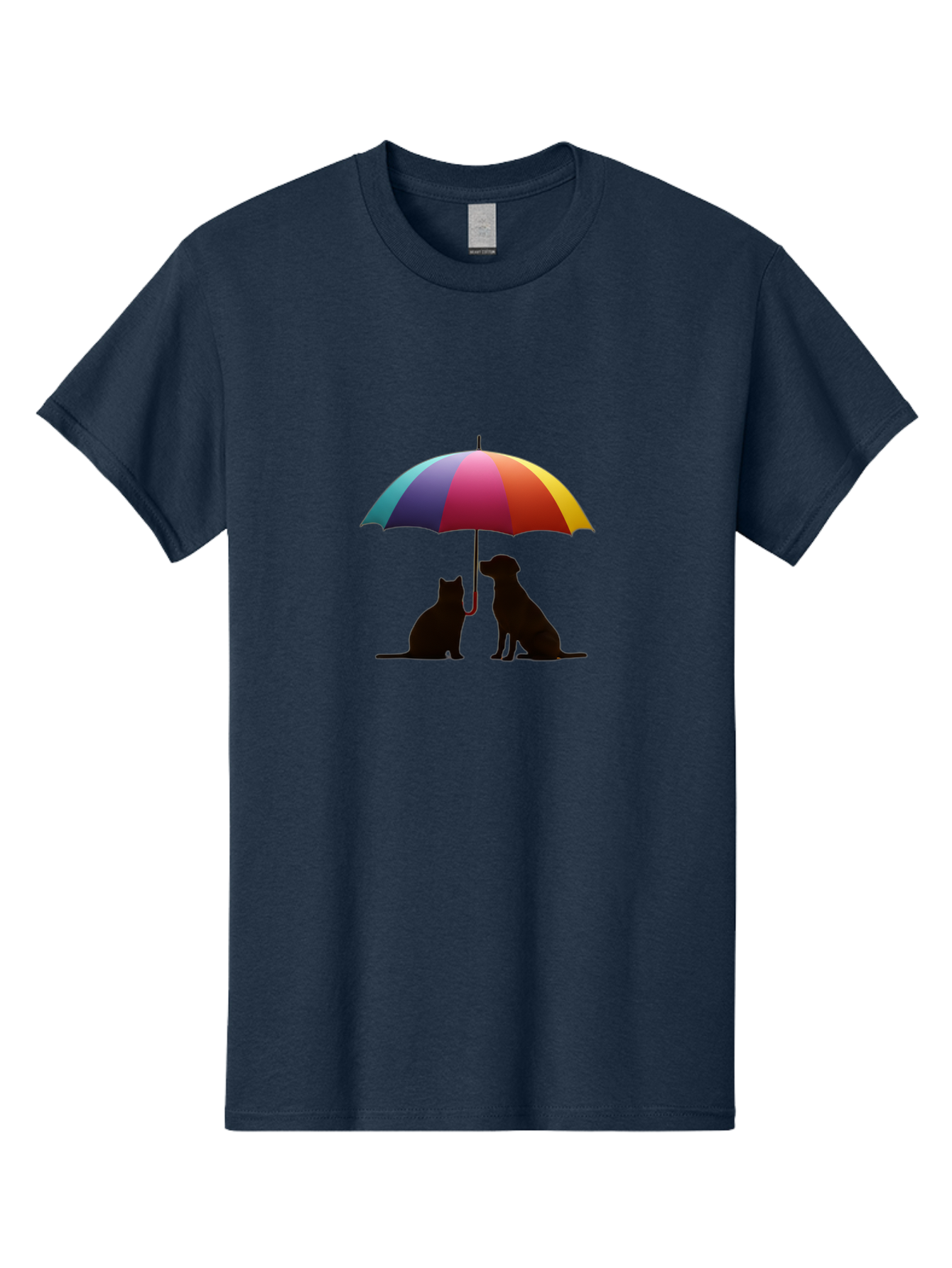 Cat-And-Dog-Under-Umbrella-1 Men'S Graphic Tee, 100% Cotton, Comfortable Casual Summer Wear, Machine Washable, Vintage Camera, Old Camera, Antique Camera, Black Camera, Classic Photography, Photography Equipment, Nostalgic Device, Film Camera, Baf715