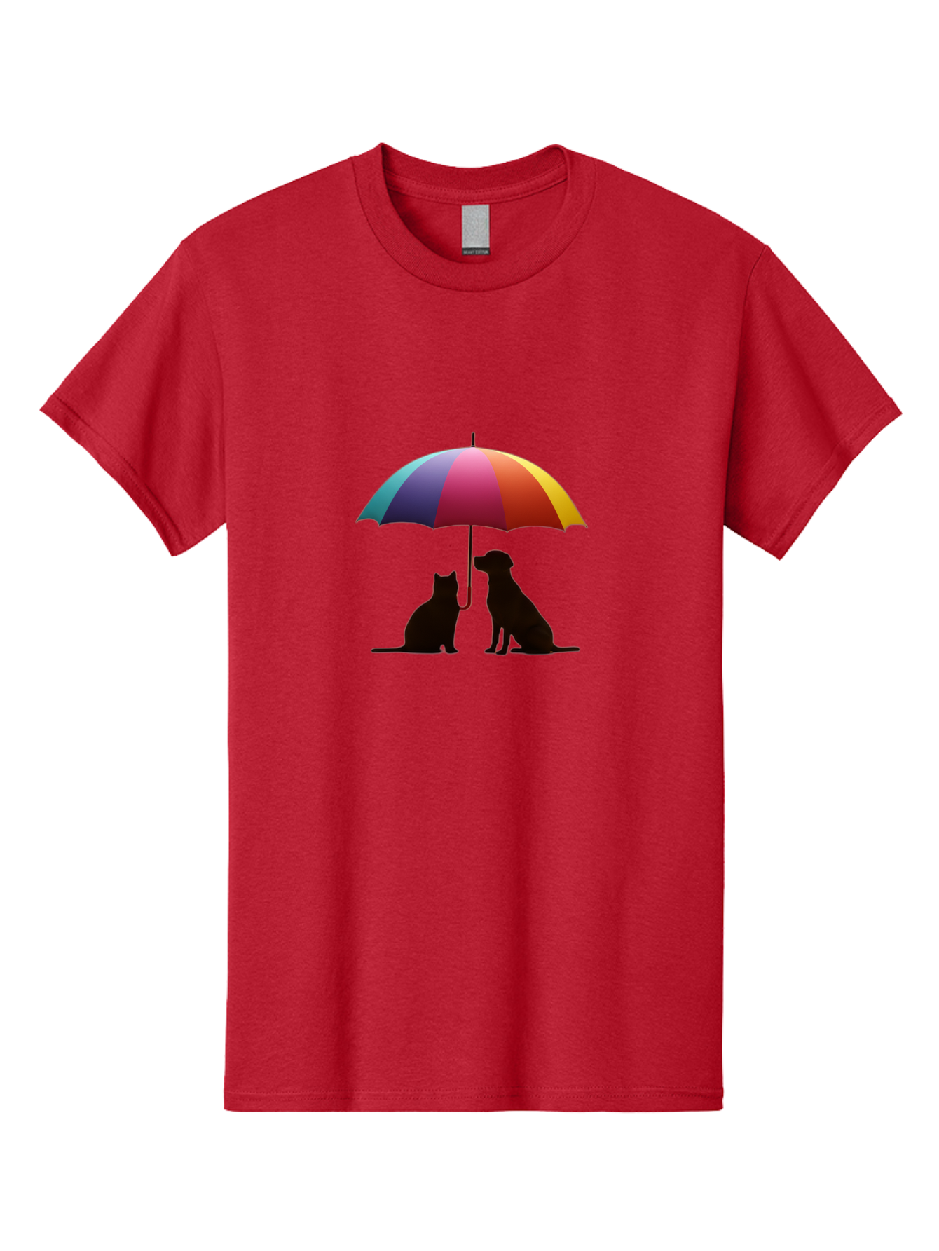 Cat-And-Dog-Under-Umbrella-1 Men'S Graphic Tee, 100% Cotton, Comfortable Casual Summer Wear, Machine Washable, Vintage Camera, Old Camera, Antique Camera, Black Camera, Classic Photography, Photography Equipment, Nostalgic Device, Film Camera, Baf715