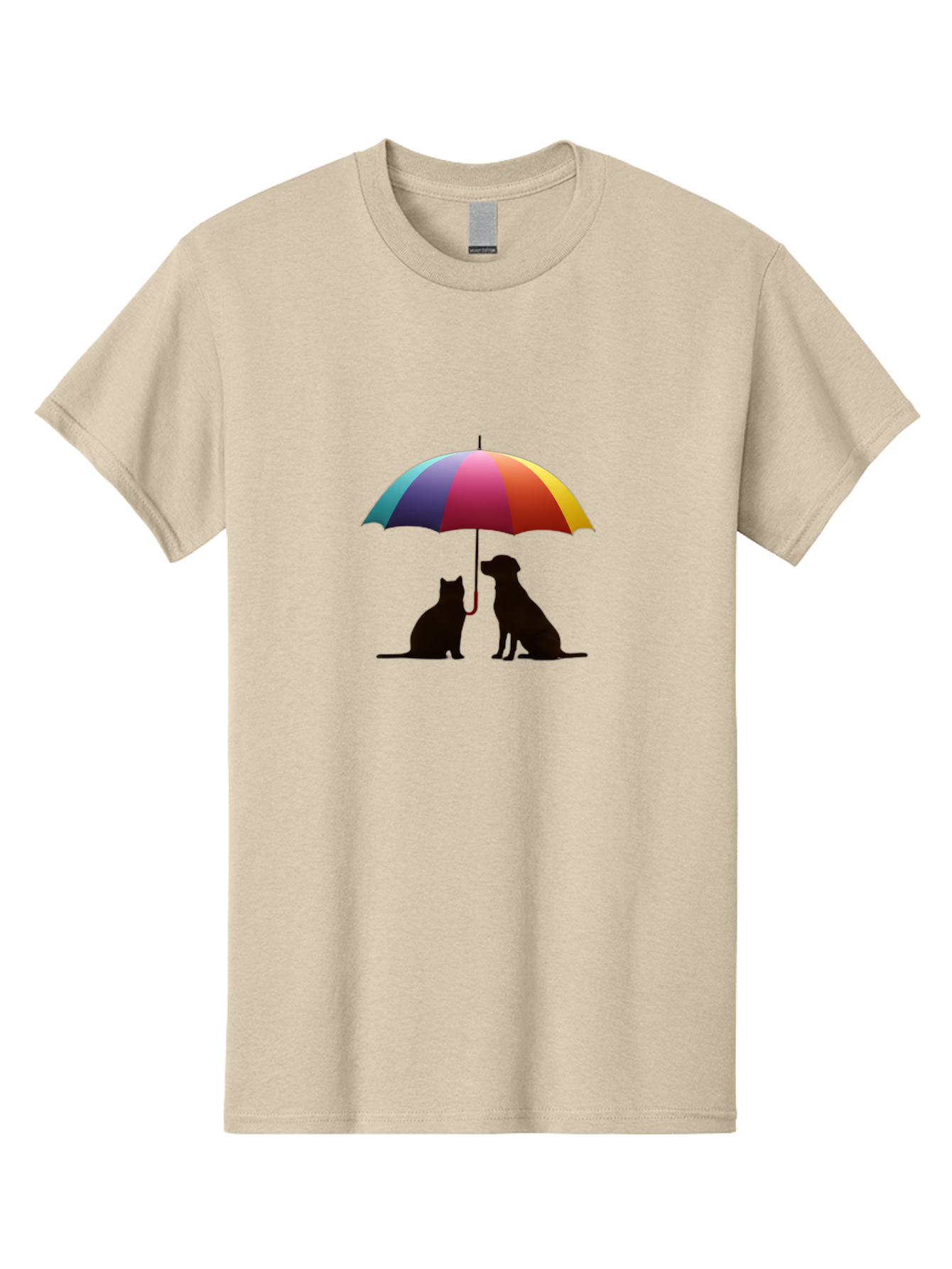 Cat-And-Dog-Under-Umbrella-1 Men'S Graphic Tee, 100% Cotton, Comfortable Casual Summer Wear, Machine Washable, Vintage Camera, Old Camera, Antique Camera, Black Camera, Classic Photography, Photography Equipment, Nostalgic Device, Film Camera, Baf715