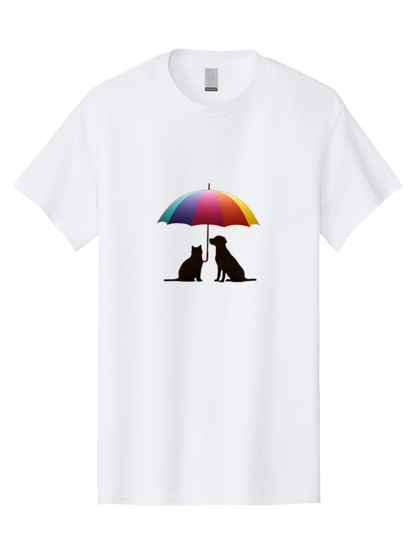 Cat-And-Dog-Under-Umbrella-1 Men'S Graphic Tee, 100% Cotton, Comfortable Casual Summer Wear, Machine Washable, Vintage Camera, Old Camera, Antique Camera, Black Camera, Classic Photography, Photography Equipment, Nostalgic Device, Film Camera, Baf715