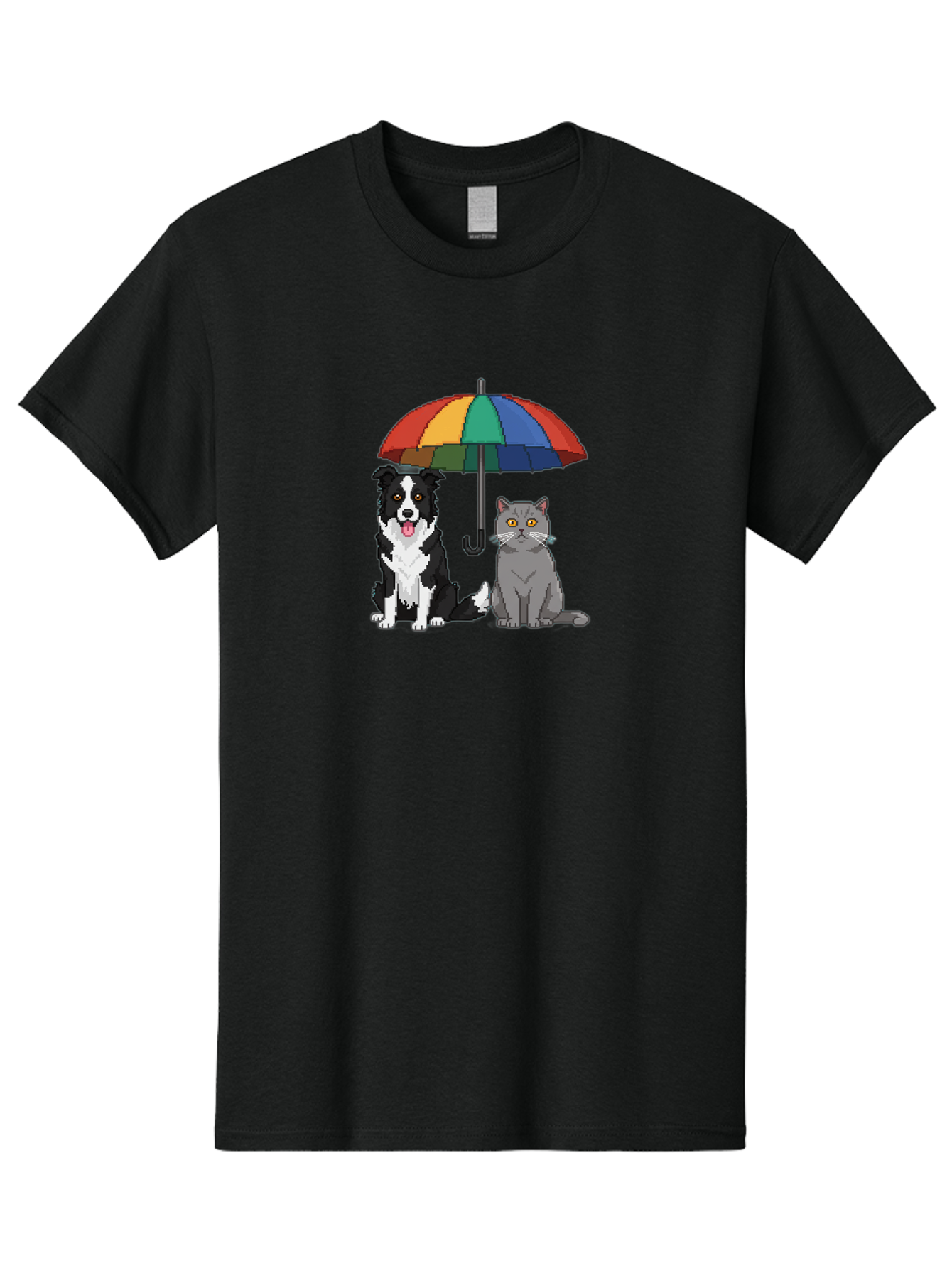 Cat-And-Dog-Under-Umbrella-3 Men'S Graphic Tee, 100% Cotton, Comfortable Casual Summer Wear, Machine Washable, Vintage Camera, Old Camera, Antique Camera, Black Camera, Classic Photography, Photography Equipment, Nostalgic Device, Film Camera, Baf717