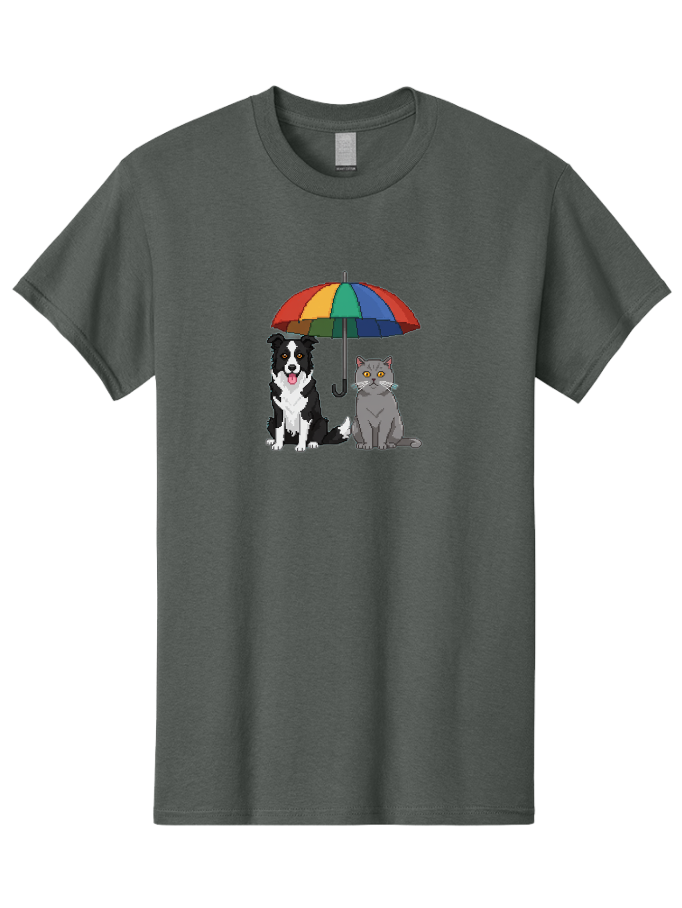 Cat-And-Dog-Under-Umbrella-3 Men'S Graphic Tee, 100% Cotton, Comfortable Casual Summer Wear, Machine Washable, Vintage Camera, Old Camera, Antique Camera, Black Camera, Classic Photography, Photography Equipment, Nostalgic Device, Film Camera, Baf717