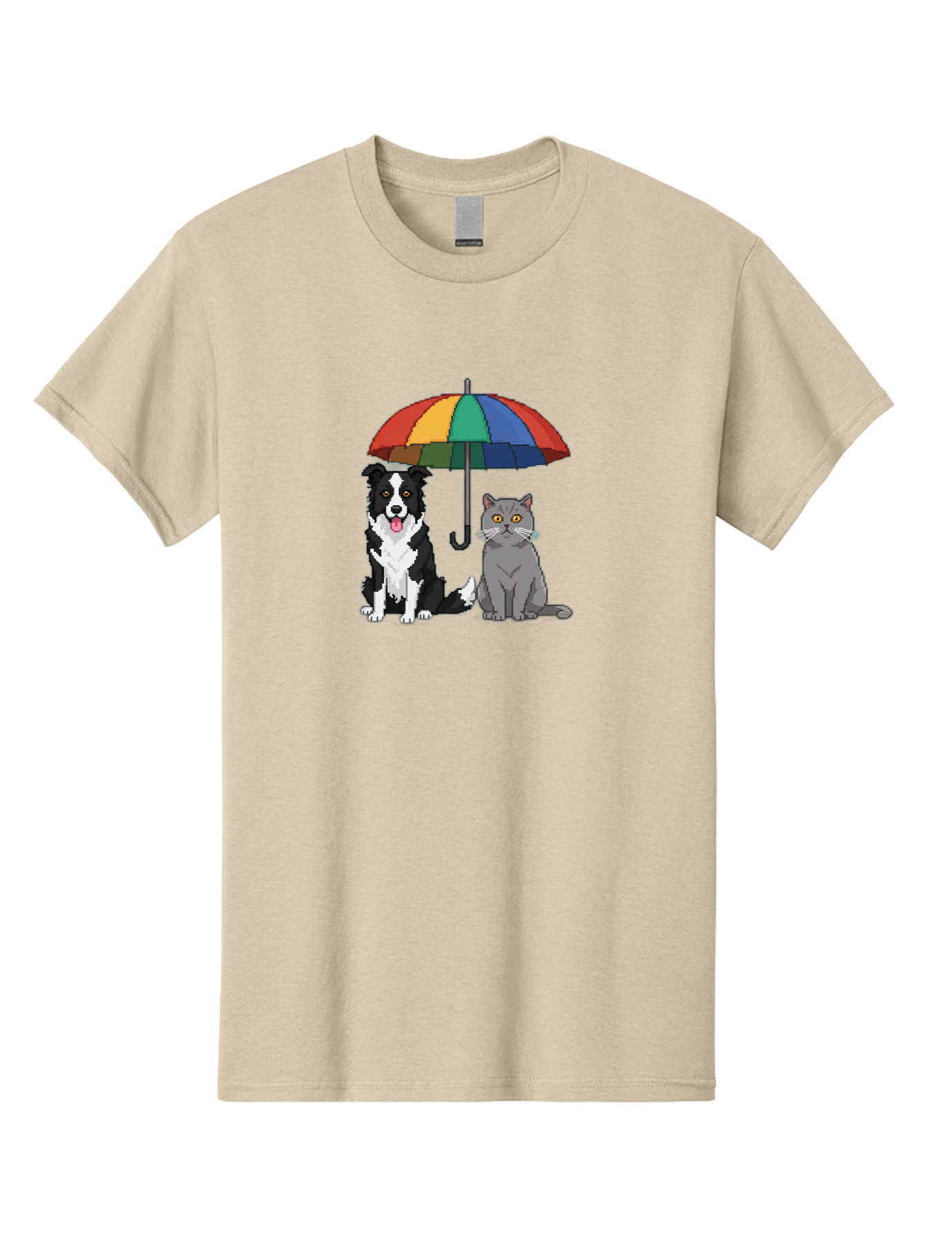Cat-And-Dog-Under-Umbrella-3 Men'S Graphic Tee, 100% Cotton, Comfortable Casual Summer Wear, Machine Washable, Vintage Camera, Old Camera, Antique Camera, Black Camera, Classic Photography, Photography Equipment, Nostalgic Device, Film Camera, Baf717