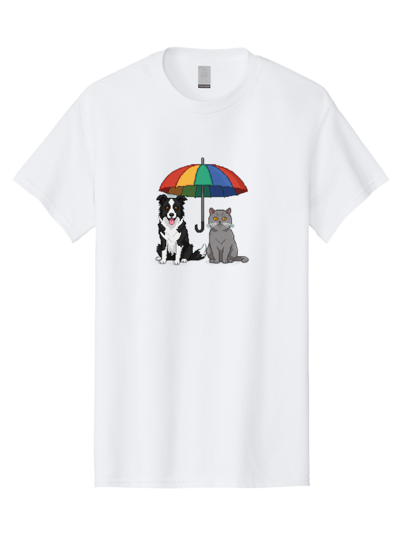 Cat-And-Dog-Under-Umbrella-3 Men'S Graphic Tee, 100% Cotton, Comfortable Casual Summer Wear, Machine Washable, Vintage Camera, Old Camera, Antique Camera, Black Camera, Classic Photography, Photography Equipment, Nostalgic Device, Film Camera, Baf717