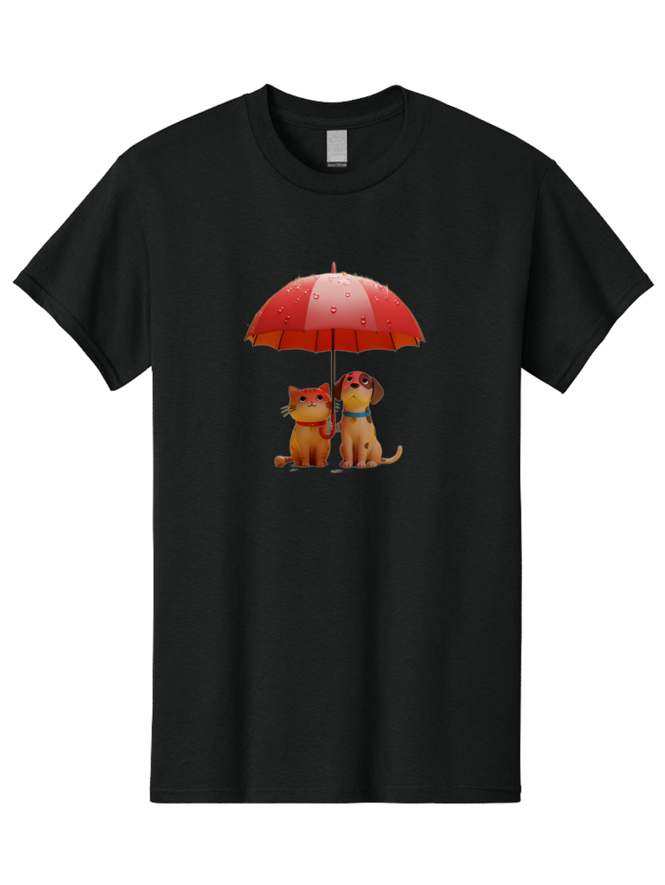 Cat-And-Dog-Under-Umbrella-4 Men'S Graphic Tee, 100% Cotton, Comfortable Casual Summer Wear, Machine Washable, Vintage Camera, Old Camera, Antique Camera, Black Camera, Classic Photography, Photography Equipment, Nostalgic Device, Film Camera, Baf718