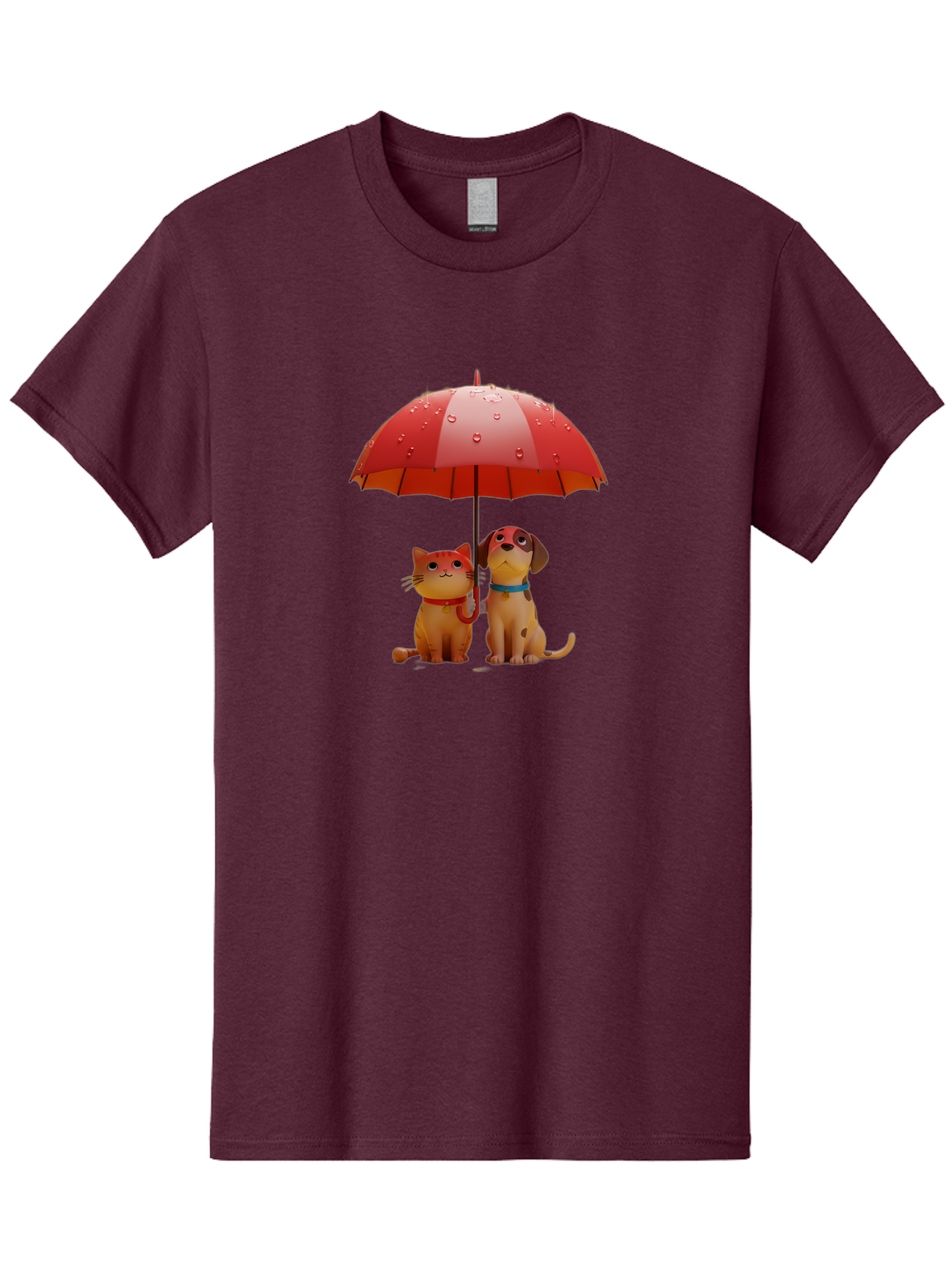Cat-And-Dog-Under-Umbrella-4 Men'S Graphic Tee, 100% Cotton, Comfortable Casual Summer Wear, Machine Washable, Vintage Camera, Old Camera, Antique Camera, Black Camera, Classic Photography, Photography Equipment, Nostalgic Device, Film Camera, Baf718