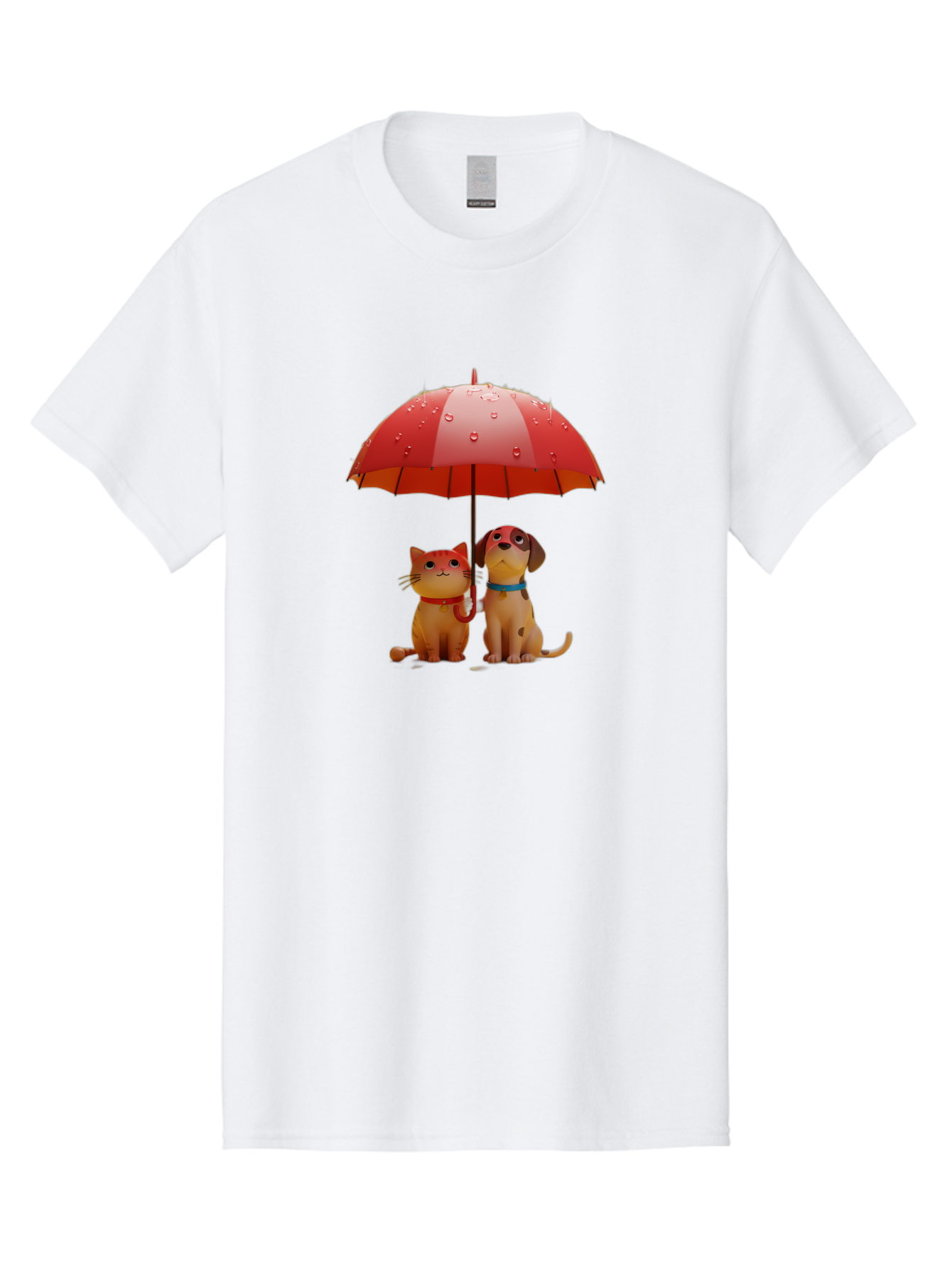 Cat-And-Dog-Under-Umbrella-4 Men'S Graphic Tee, 100% Cotton, Comfortable Casual Summer Wear, Machine Washable, Vintage Camera, Old Camera, Antique Camera, Black Camera, Classic Photography, Photography Equipment, Nostalgic Device, Film Camera, Baf718