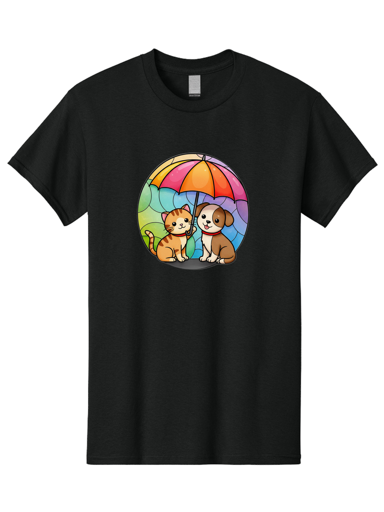 Cat-And-Dog-Under-Umbrella-6 Men'S Graphic Tee, 100% Cotton, Comfortable Casual Summer Wear, Machine Washable, Vintage Camera, Old Camera, Antique Camera, Black Camera, Classic Photography, Photography Equipment, Nostalgic Device, Film Camera, Baf720