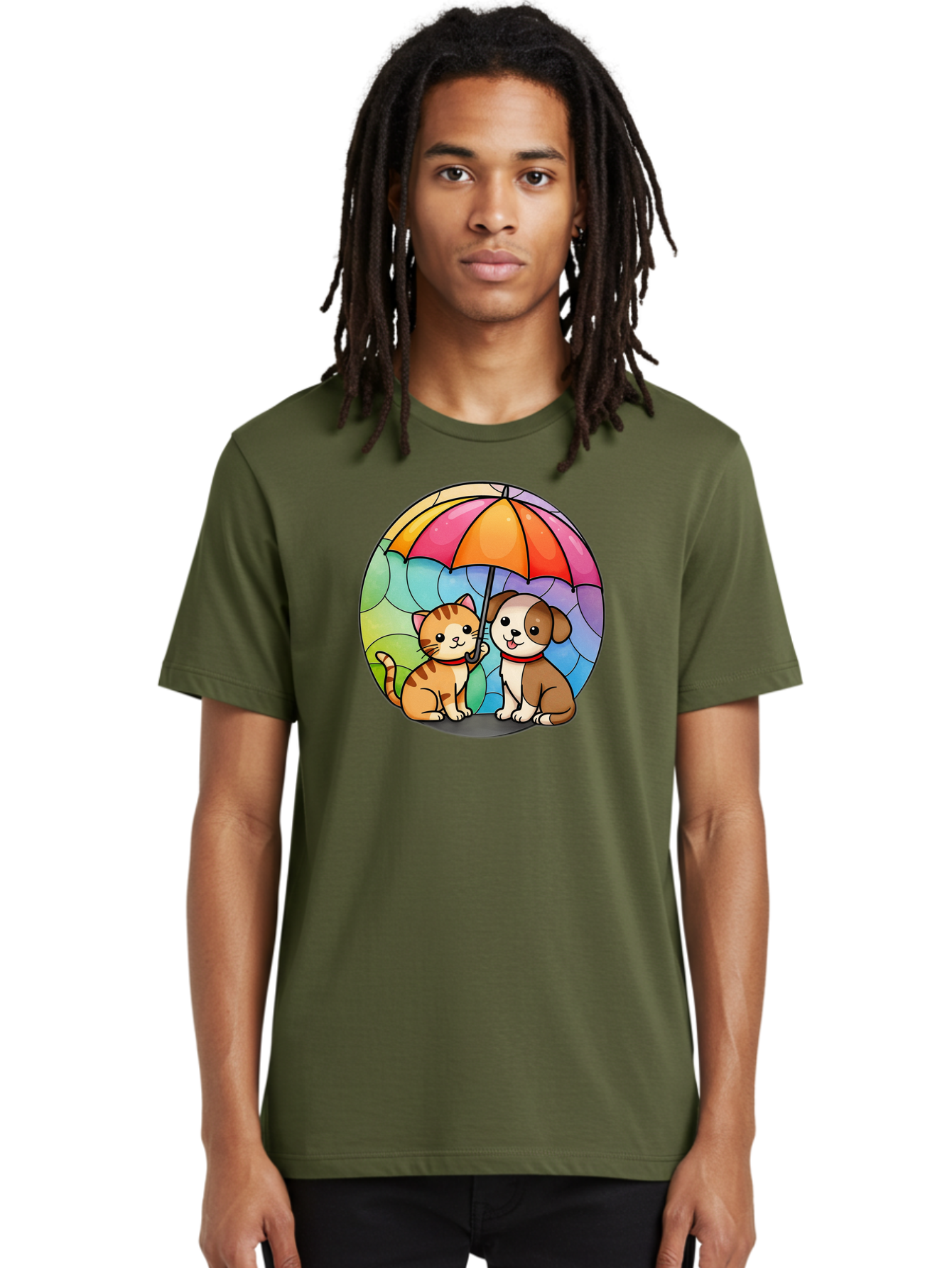 Cat-And-Dog-Under-Umbrella-6 Men'S Graphic Tee, 100% Cotton, Comfortable Casual Summer Wear, Machine Washable, Vintage Camera, Old Camera, Antique Camera, Black Camera, Classic Photography, Photography Equipment, Nostalgic Device, Film Camera, Baf720