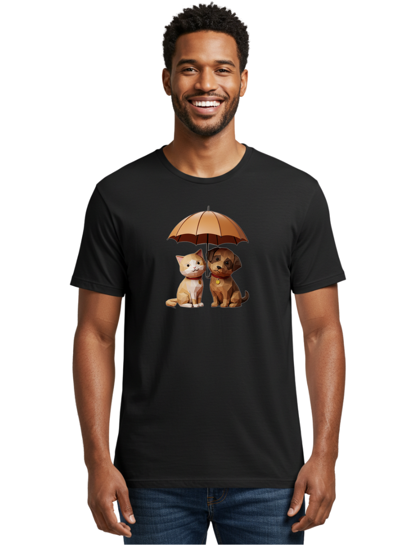 Cat-And-Dog-Under-Umbrella-7 Men'S Graphic Tee, 100% Cotton, Comfortable Casual Summer Wear, Machine Washable, Vintage Camera, Old Camera, Antique Camera, Black Camera, Classic Photography, Photography Equipment, Nostalgic Device, Film Camera, Baf721