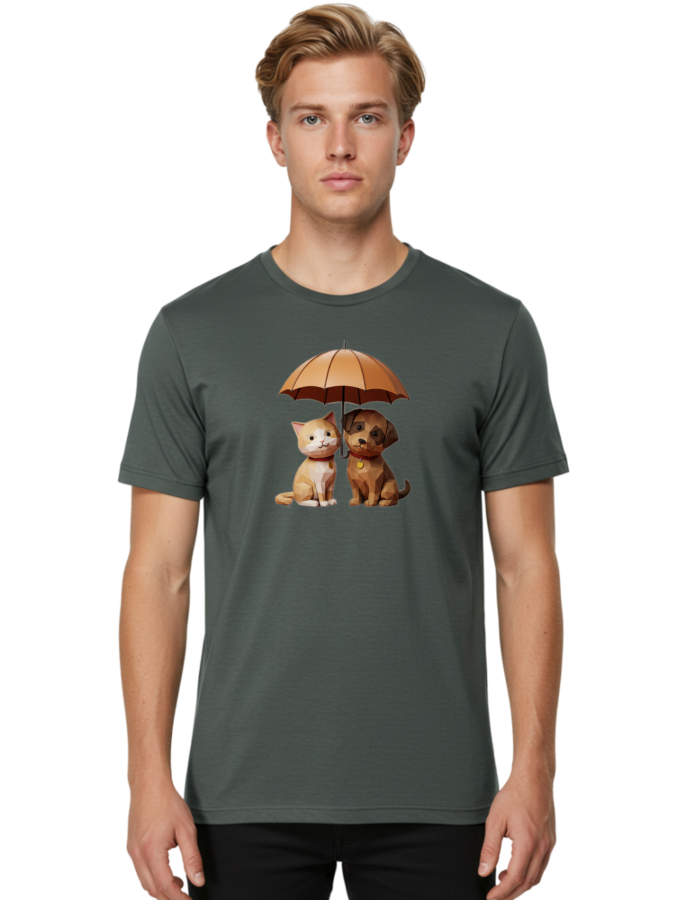 Cat-And-Dog-Under-Umbrella-7 Men'S Graphic Tee, 100% Cotton, Comfortable Casual Summer Wear, Machine Washable, Vintage Camera, Old Camera, Antique Camera, Black Camera, Classic Photography, Photography Equipment, Nostalgic Device, Film Camera, Baf721