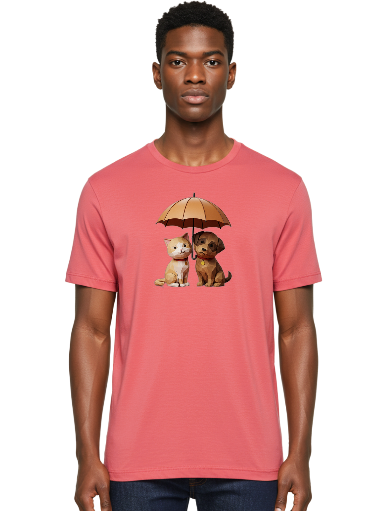 Cat-And-Dog-Under-Umbrella-7 Men'S Graphic Tee, 100% Cotton, Comfortable Casual Summer Wear, Machine Washable, Vintage Camera, Old Camera, Antique Camera, Black Camera, Classic Photography, Photography Equipment, Nostalgic Device, Film Camera, Baf721