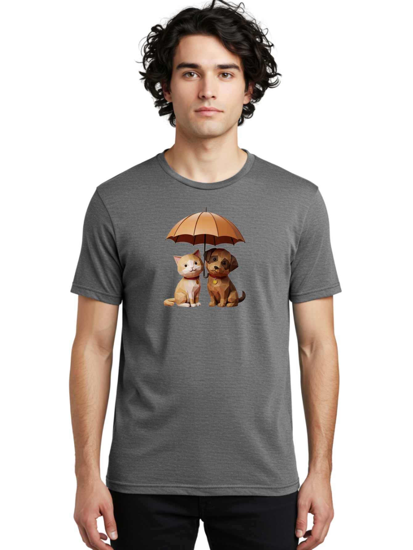 Cat-And-Dog-Under-Umbrella-7 Men'S Graphic Tee, 100% Cotton, Comfortable Casual Summer Wear, Machine Washable, Vintage Camera, Old Camera, Antique Camera, Black Camera, Classic Photography, Photography Equipment, Nostalgic Device, Film Camera, Baf721