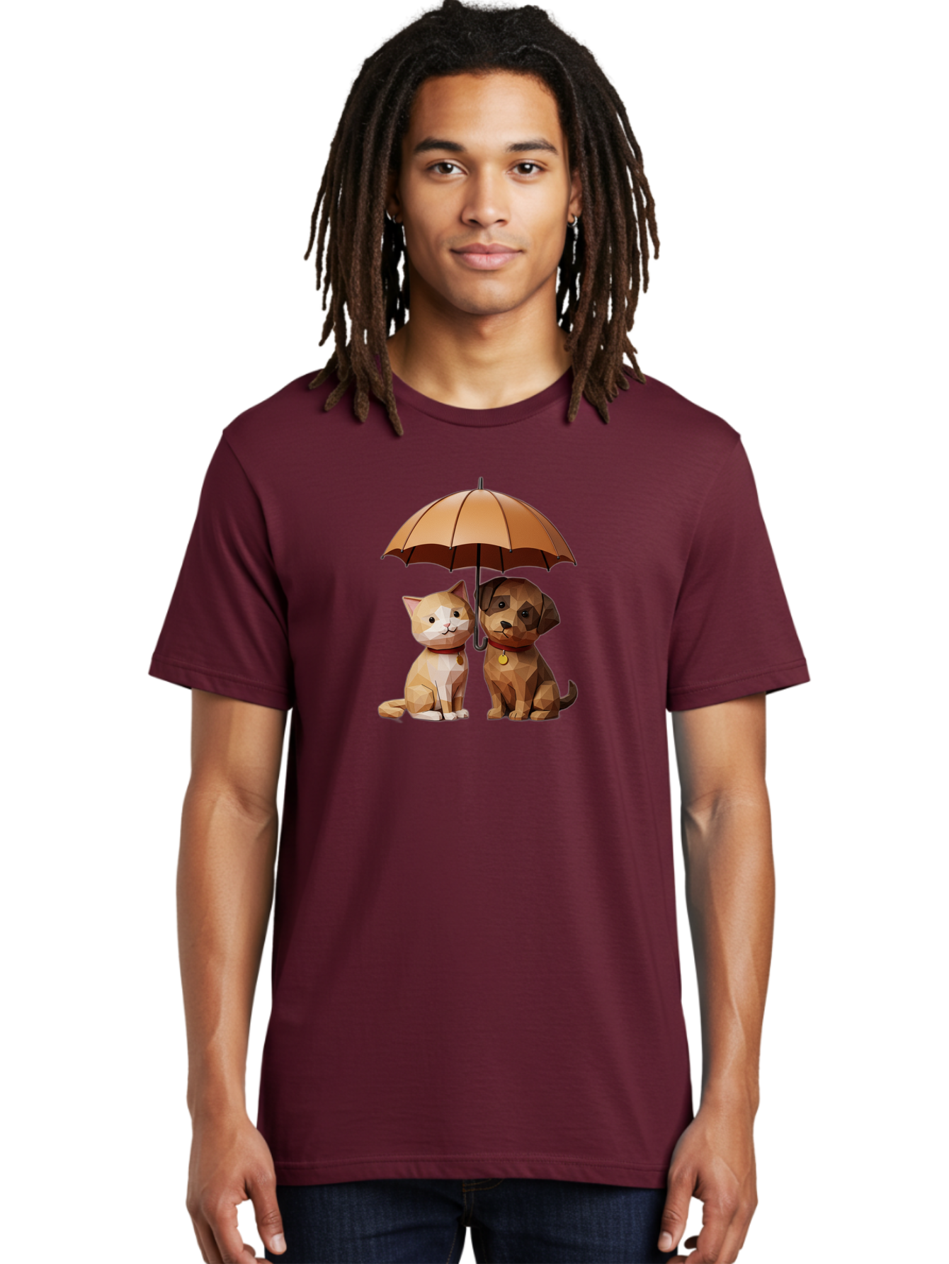 Cat-And-Dog-Under-Umbrella-7 Men'S Graphic Tee, 100% Cotton, Comfortable Casual Summer Wear, Machine Washable, Vintage Camera, Old Camera, Antique Camera, Black Camera, Classic Photography, Photography Equipment, Nostalgic Device, Film Camera, Baf721
