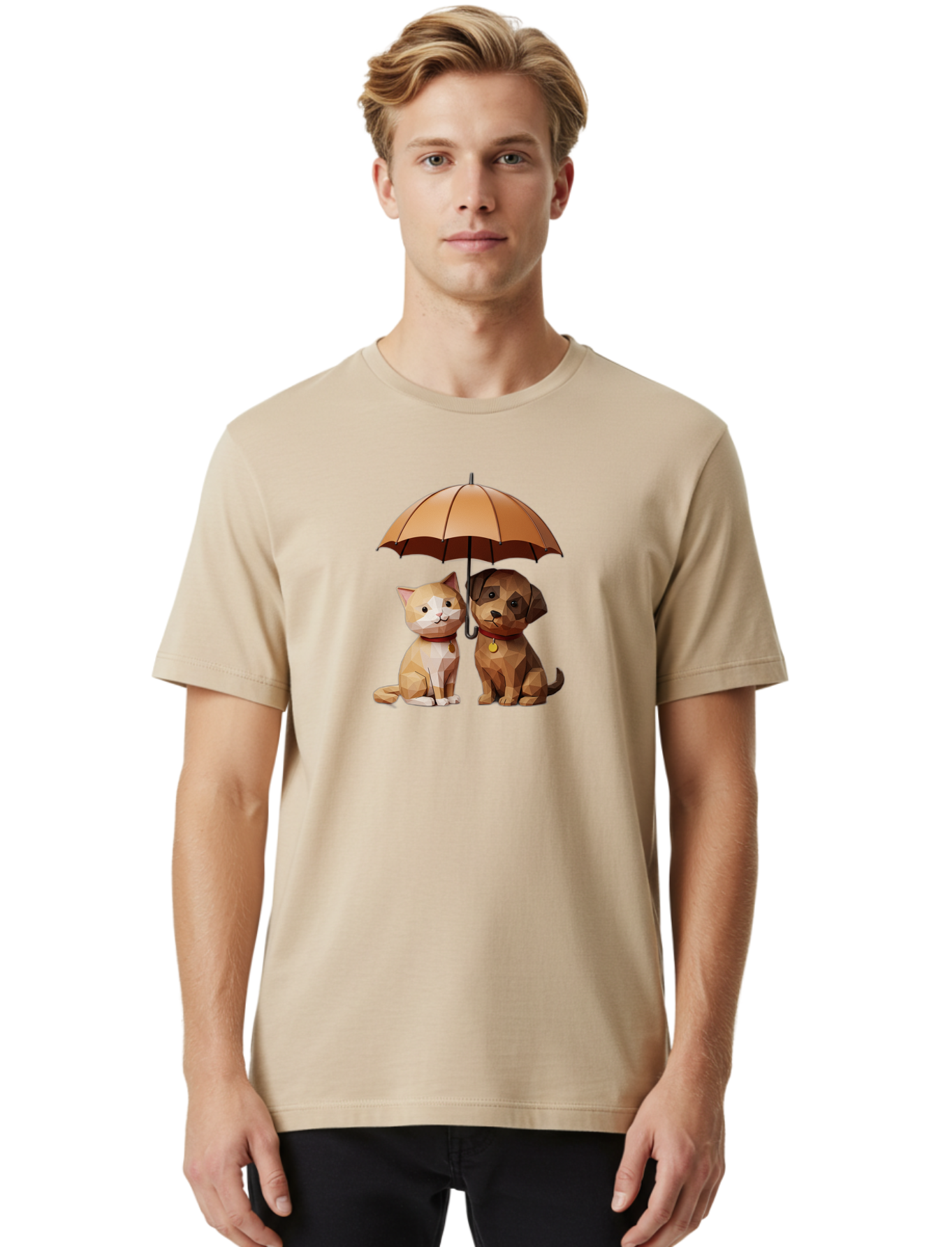 Cat-And-Dog-Under-Umbrella-7 Men'S Graphic Tee, 100% Cotton, Comfortable Casual Summer Wear, Machine Washable, Vintage Camera, Old Camera, Antique Camera, Black Camera, Classic Photography, Photography Equipment, Nostalgic Device, Film Camera, Baf721