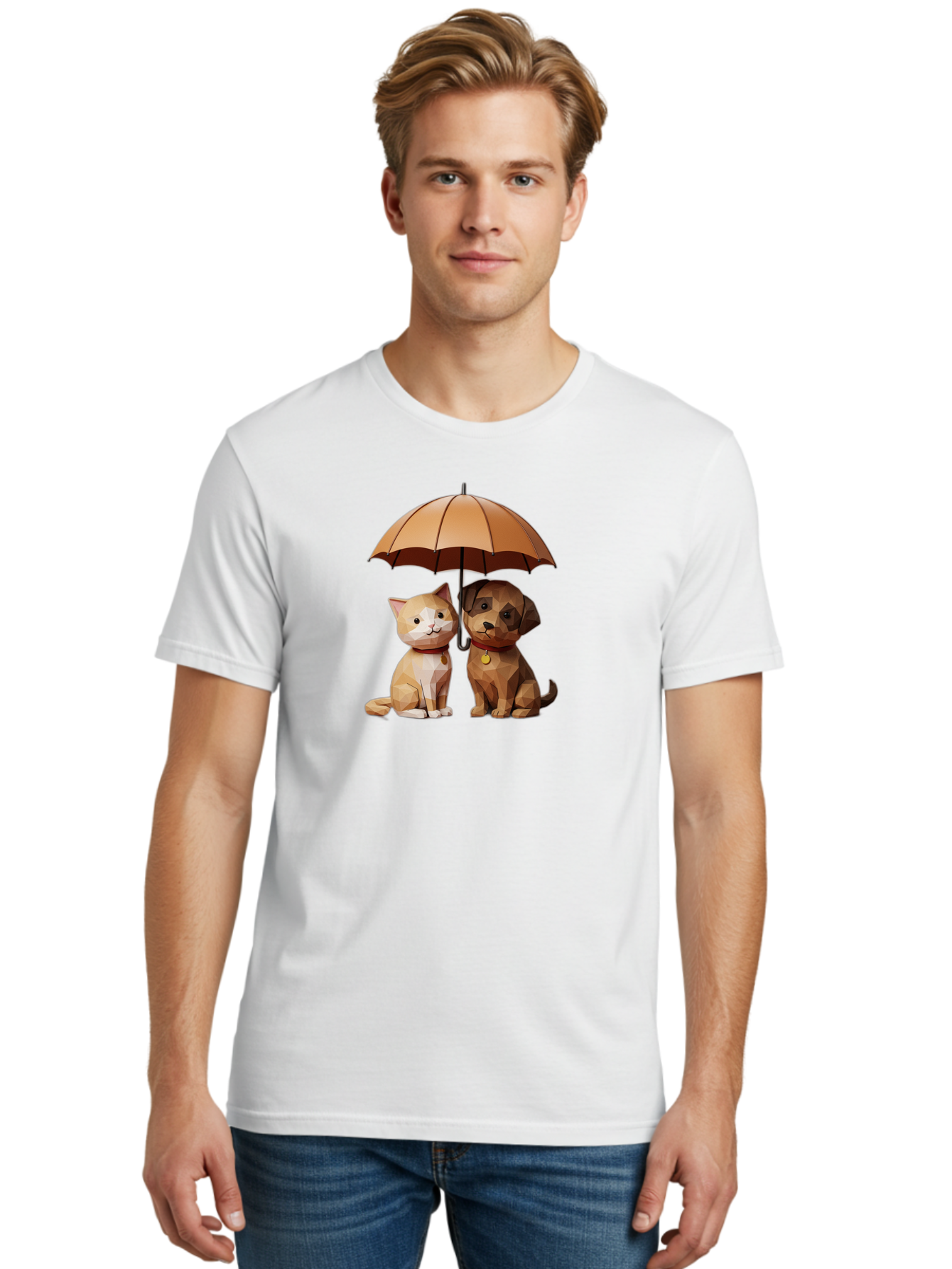 Cat-And-Dog-Under-Umbrella-7 Men'S Graphic Tee, 100% Cotton, Comfortable Casual Summer Wear, Machine Washable, Vintage Camera, Old Camera, Antique Camera, Black Camera, Classic Photography, Photography Equipment, Nostalgic Device, Film Camera, Baf721