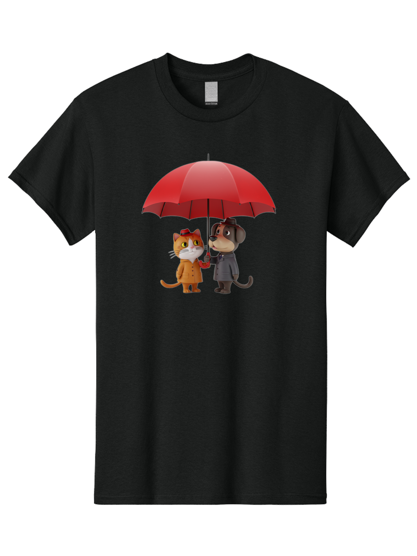 Cat-And-Dog-Under-Umbrella Men'S Graphic Tee, 100% Cotton, Comfortable Casual Summer Wear, Machine Washable, Vintage Camera, Old Camera, Antique Camera, Black Camera, Classic Photography, Photography Equipment, Nostalgic Device, Film Camera, Baf722
