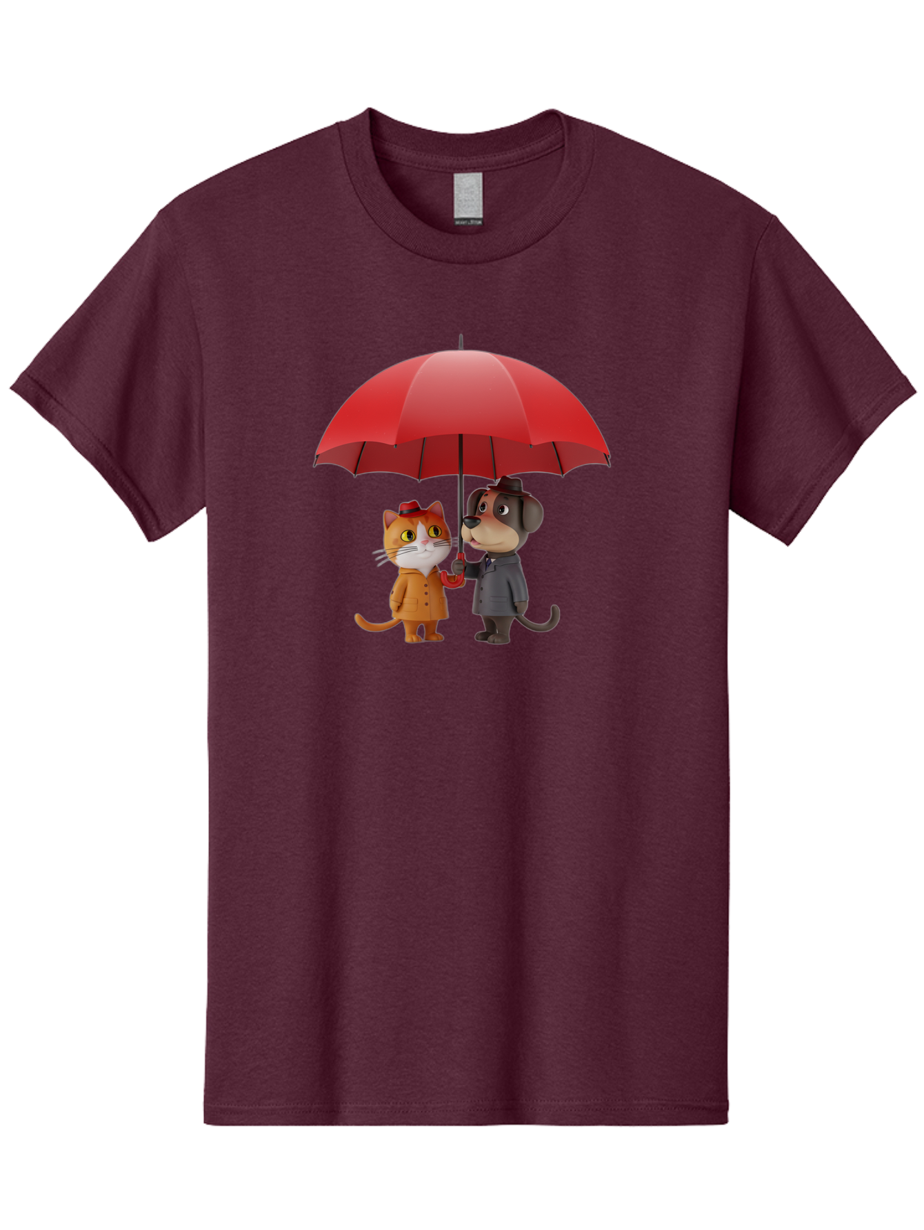 Cat-And-Dog-Under-Umbrella Men'S Graphic Tee, 100% Cotton, Comfortable Casual Summer Wear, Machine Washable, Vintage Camera, Old Camera, Antique Camera, Black Camera, Classic Photography, Photography Equipment, Nostalgic Device, Film Camera, Baf722