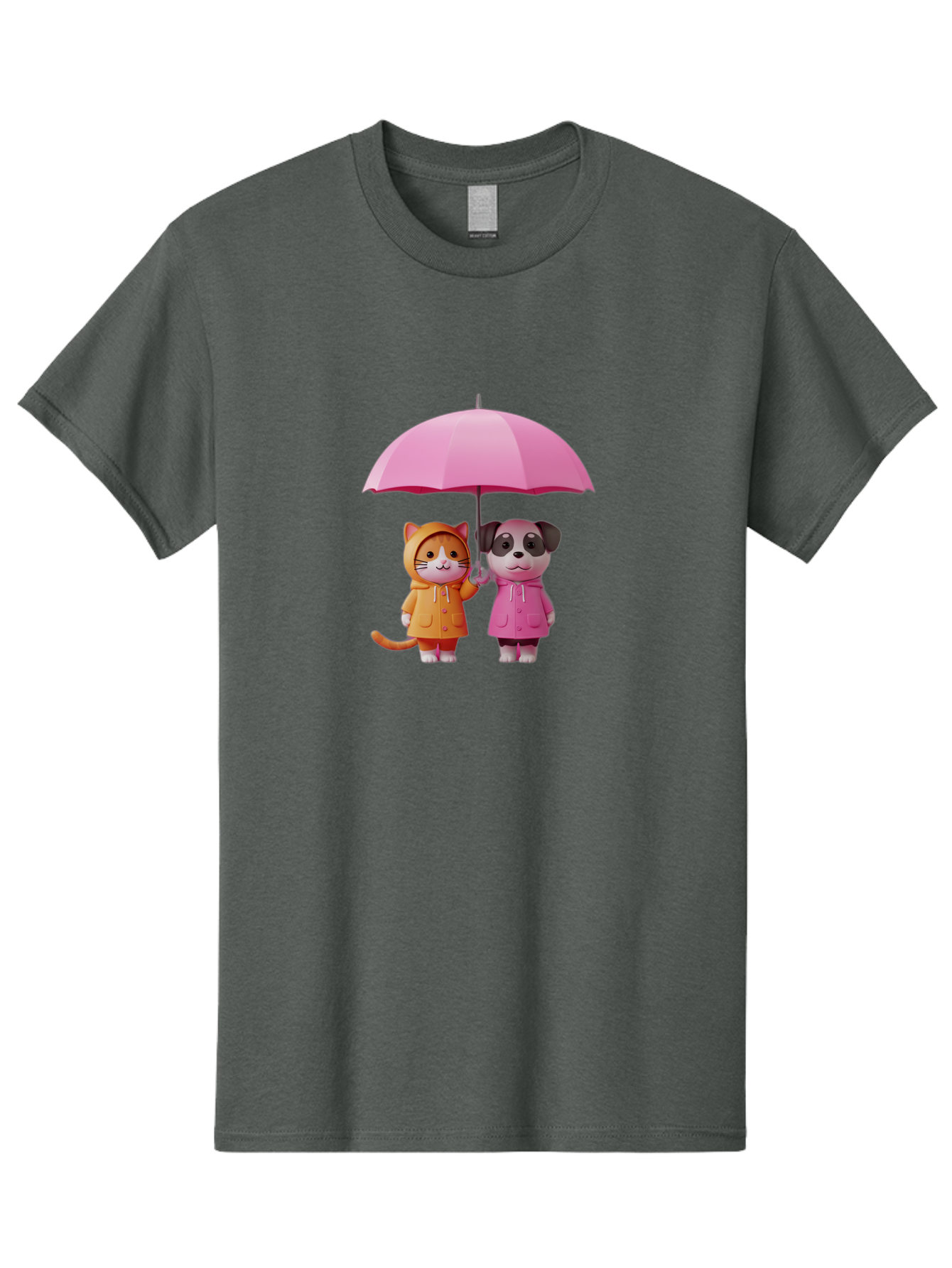 Cat-And-Pug-Under-Pink-Umbrella Men'S Graphic Tee, 100% Cotton, Comfortable Casual Summer Wear, Machine Washable, Vintage Camera, Old Camera, Antique Camera, Black Camera, Classic Photography, Photography Equipment, Nostalgic Device, Baf724