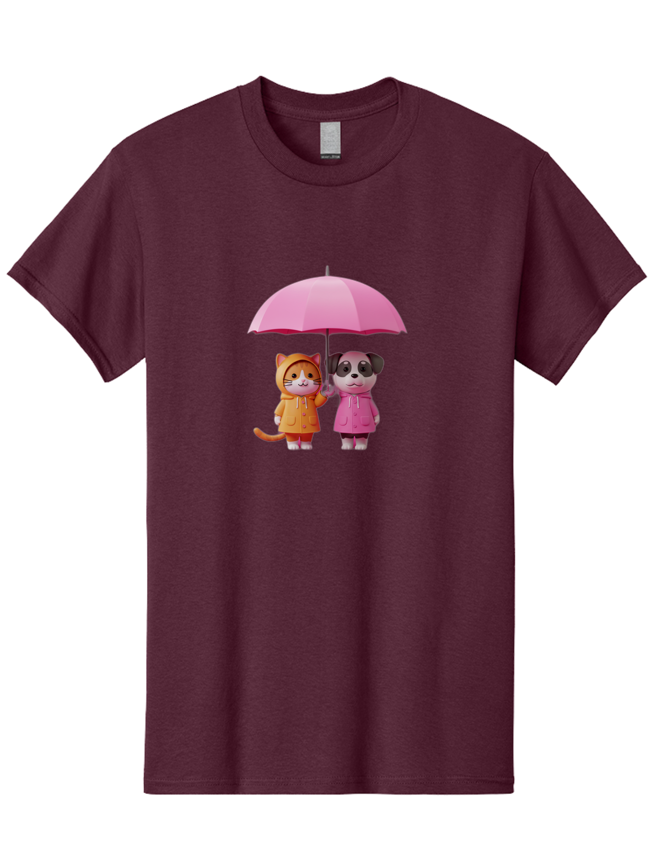 Cat-And-Pug-Under-Pink-Umbrella Men'S Graphic Tee, 100% Cotton, Comfortable Casual Summer Wear, Machine Washable, Vintage Camera, Old Camera, Antique Camera, Black Camera, Classic Photography, Photography Equipment, Nostalgic Device, Baf724