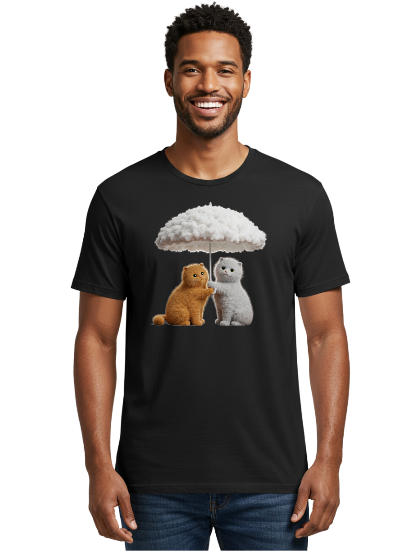 Cats-Under-Cloudy-Umbrella Men'S Graphic Tee, 100% Cotton, Comfortable Casual Summer Wear, Machine Washable, Vintage Camera, Old Camera, Antique Camera, Black Camera, Classic Photography, Photography Equipment, Nostalgic Device, Film Camera, Baf725