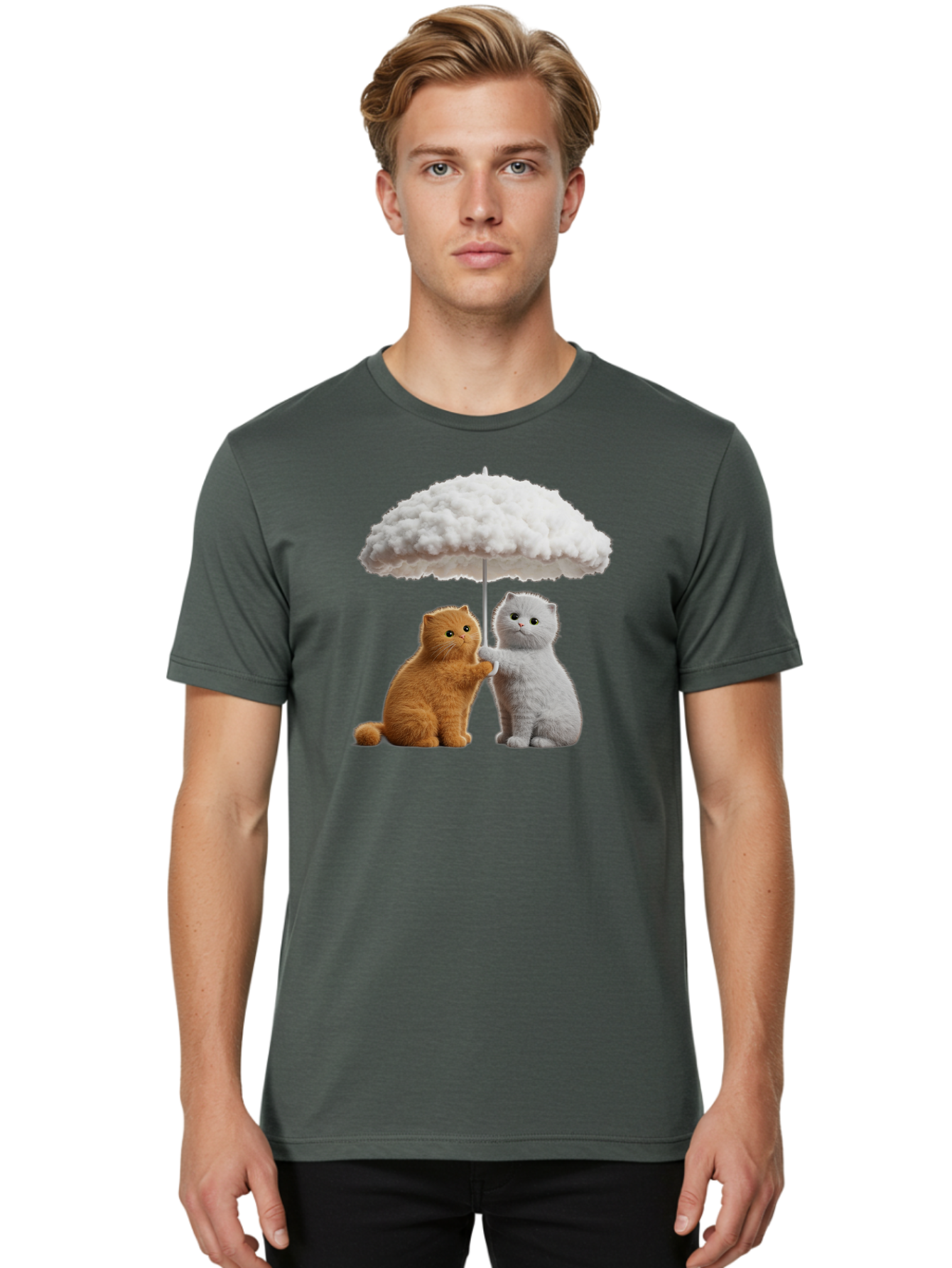 Cats-Under-Cloudy-Umbrella Men'S Graphic Tee, 100% Cotton, Comfortable Casual Summer Wear, Machine Washable, Vintage Camera, Old Camera, Antique Camera, Black Camera, Classic Photography, Photography Equipment, Nostalgic Device, Film Camera, Baf725