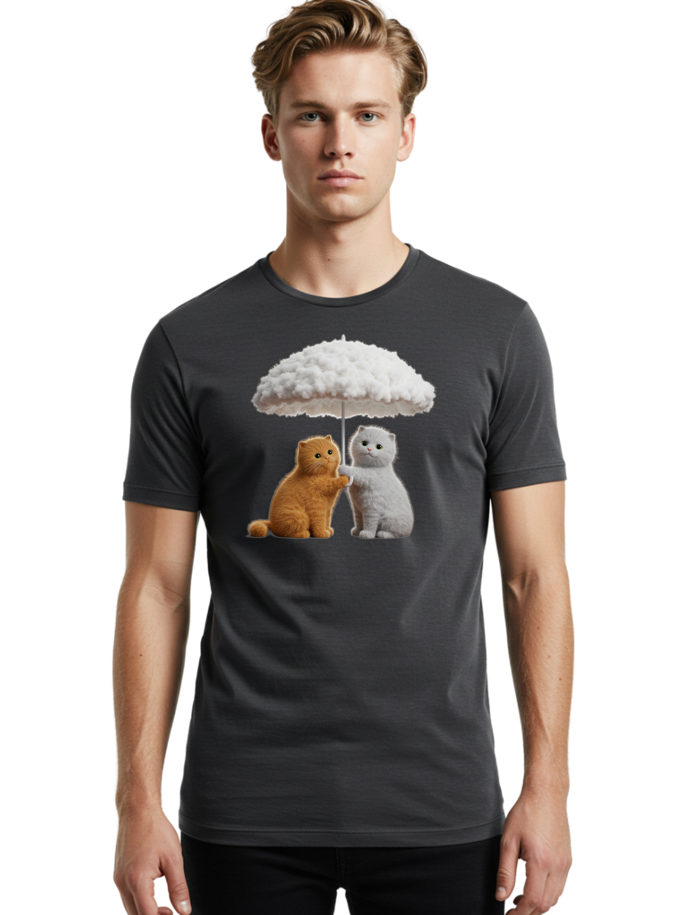 Cats-Under-Cloudy-Umbrella Men'S Graphic Tee, 100% Cotton, Comfortable Casual Summer Wear, Machine Washable, Vintage Camera, Old Camera, Antique Camera, Black Camera, Classic Photography, Photography Equipment, Nostalgic Device, Film Camera, Baf725