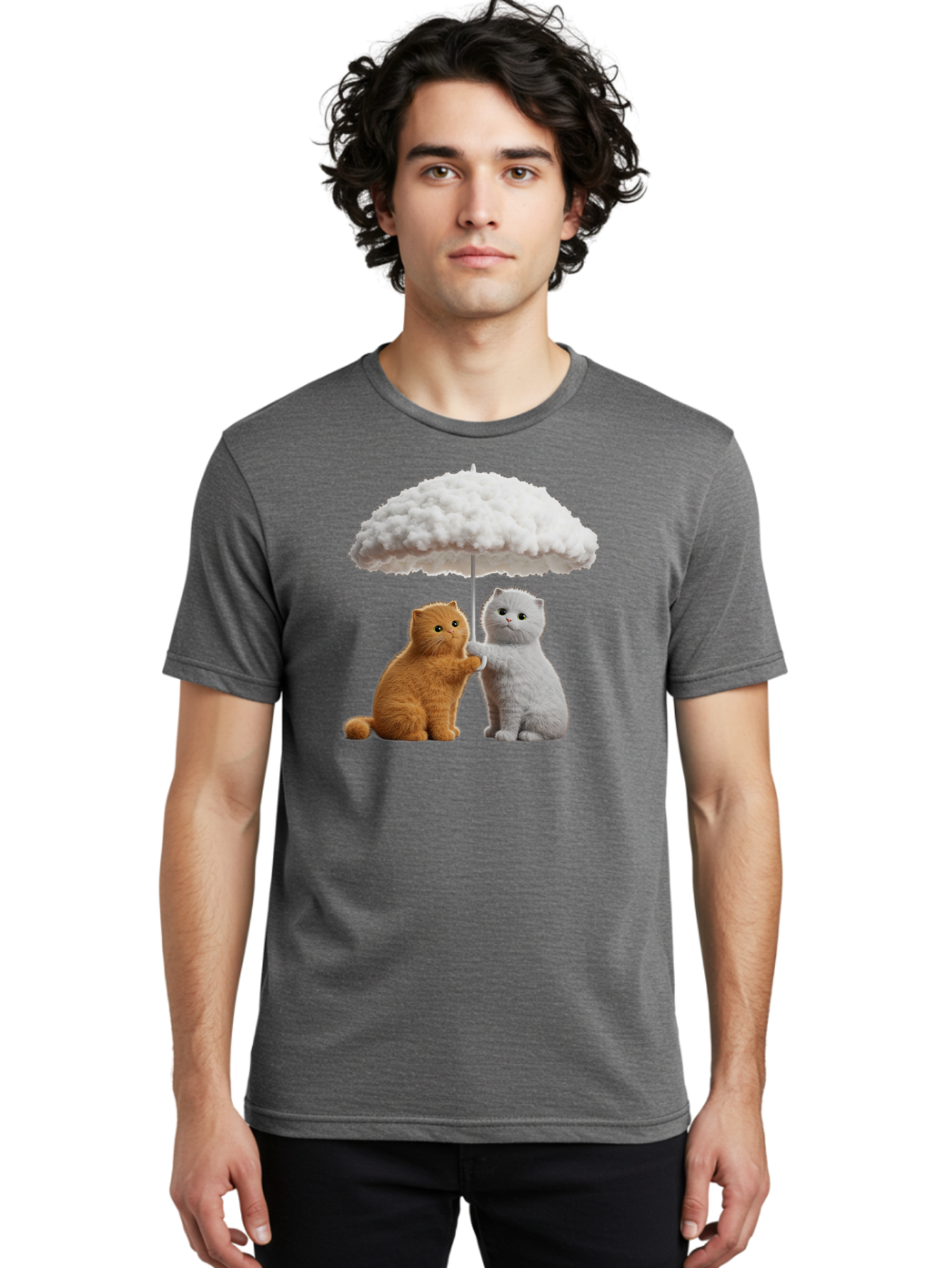 Cats-Under-Cloudy-Umbrella Men'S Graphic Tee, 100% Cotton, Comfortable Casual Summer Wear, Machine Washable, Vintage Camera, Old Camera, Antique Camera, Black Camera, Classic Photography, Photography Equipment, Nostalgic Device, Film Camera, Baf725