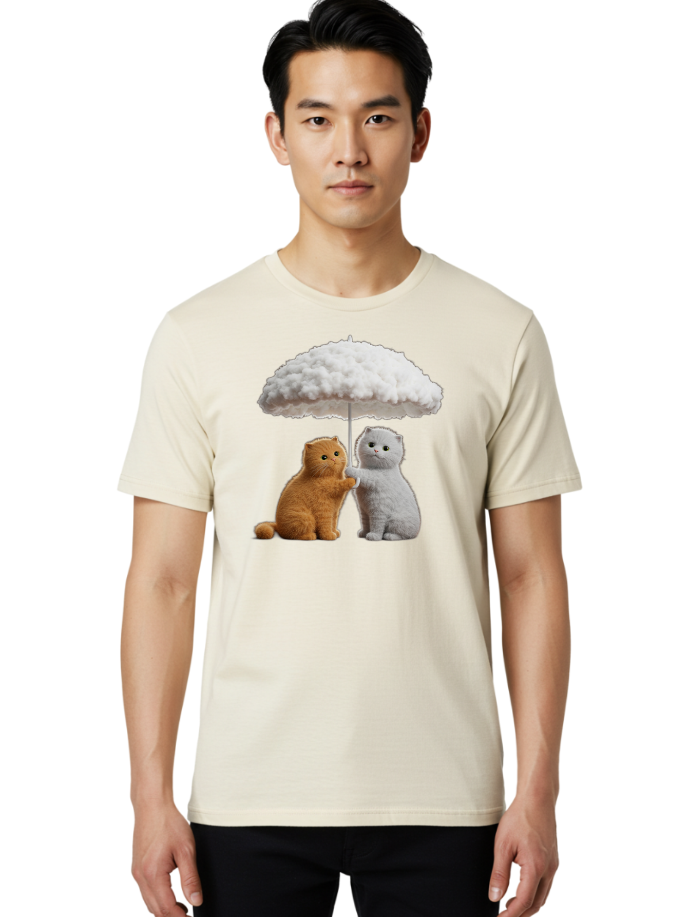 Cats-Under-Cloudy-Umbrella Men'S Graphic Tee, 100% Cotton, Comfortable Casual Summer Wear, Machine Washable, Vintage Camera, Old Camera, Antique Camera, Black Camera, Classic Photography, Photography Equipment, Nostalgic Device, Film Camera, Baf725