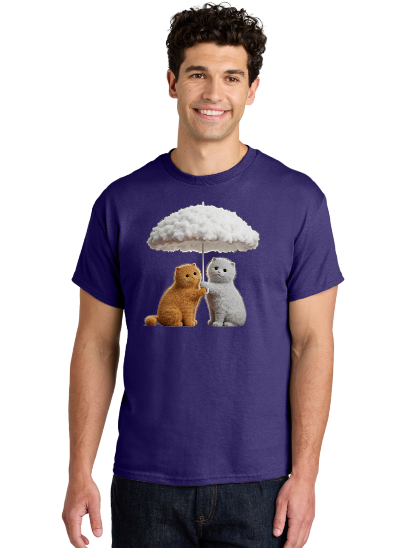 Cats-Under-Cloudy-Umbrella Men'S Graphic Tee, 100% Cotton, Comfortable Casual Summer Wear, Machine Washable, Vintage Camera, Old Camera, Antique Camera, Black Camera, Classic Photography, Photography Equipment, Nostalgic Device, Film Camera, Baf725