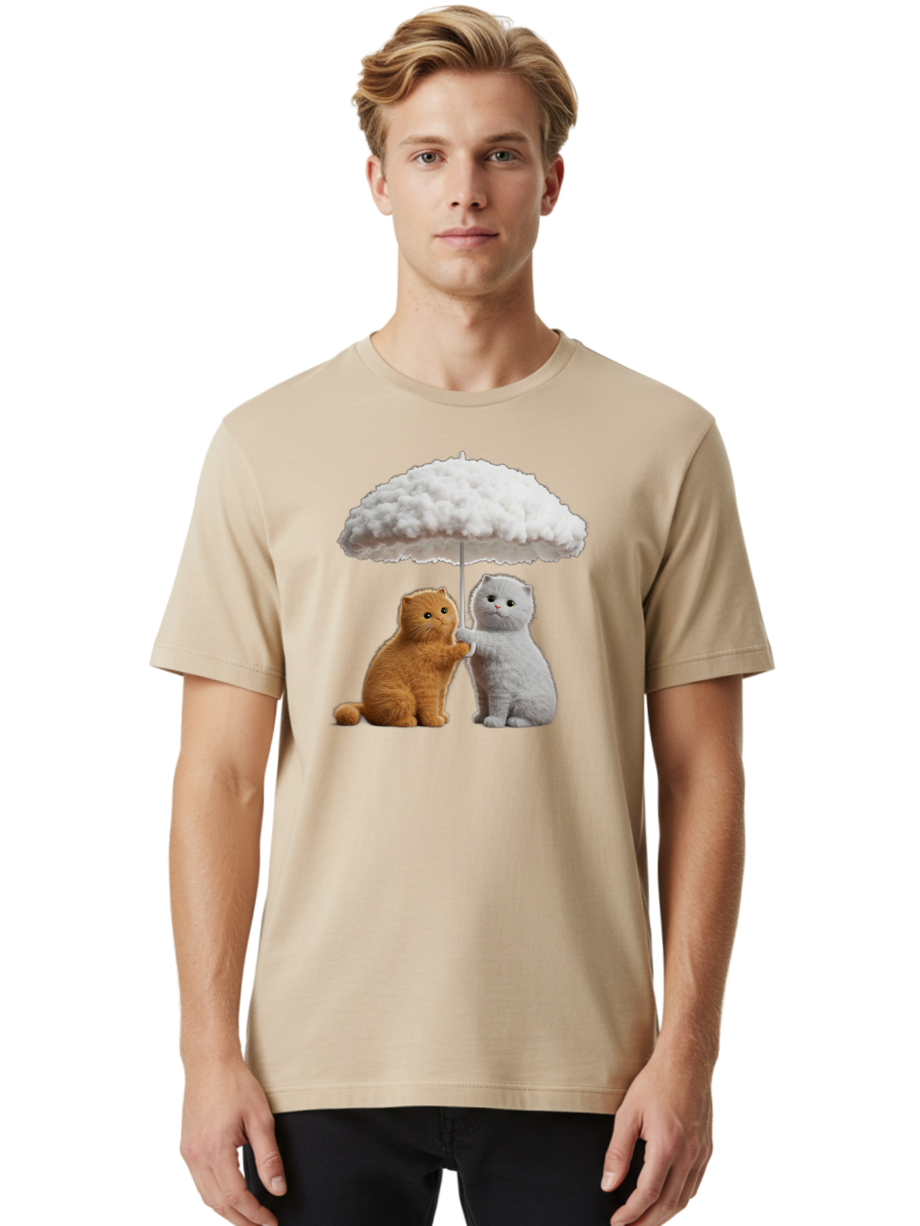 Cats-Under-Cloudy-Umbrella Men'S Graphic Tee, 100% Cotton, Comfortable Casual Summer Wear, Machine Washable, Vintage Camera, Old Camera, Antique Camera, Black Camera, Classic Photography, Photography Equipment, Nostalgic Device, Film Camera, Baf725