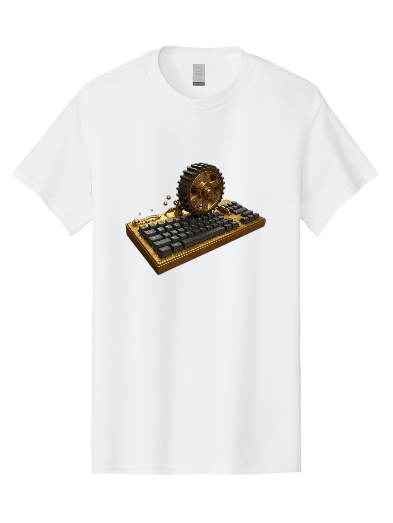 Cog-Wheel-Keyboard Men'S Graphic Tee, 100% Cotton, Comfortable Casual Summer Wear, Machine Washable, Vintage Camera, Old Camera, Antique Camera, Black Camera, Classic Photography, Photography Equipment, Nostalgic Device, Film Camera, Baf727