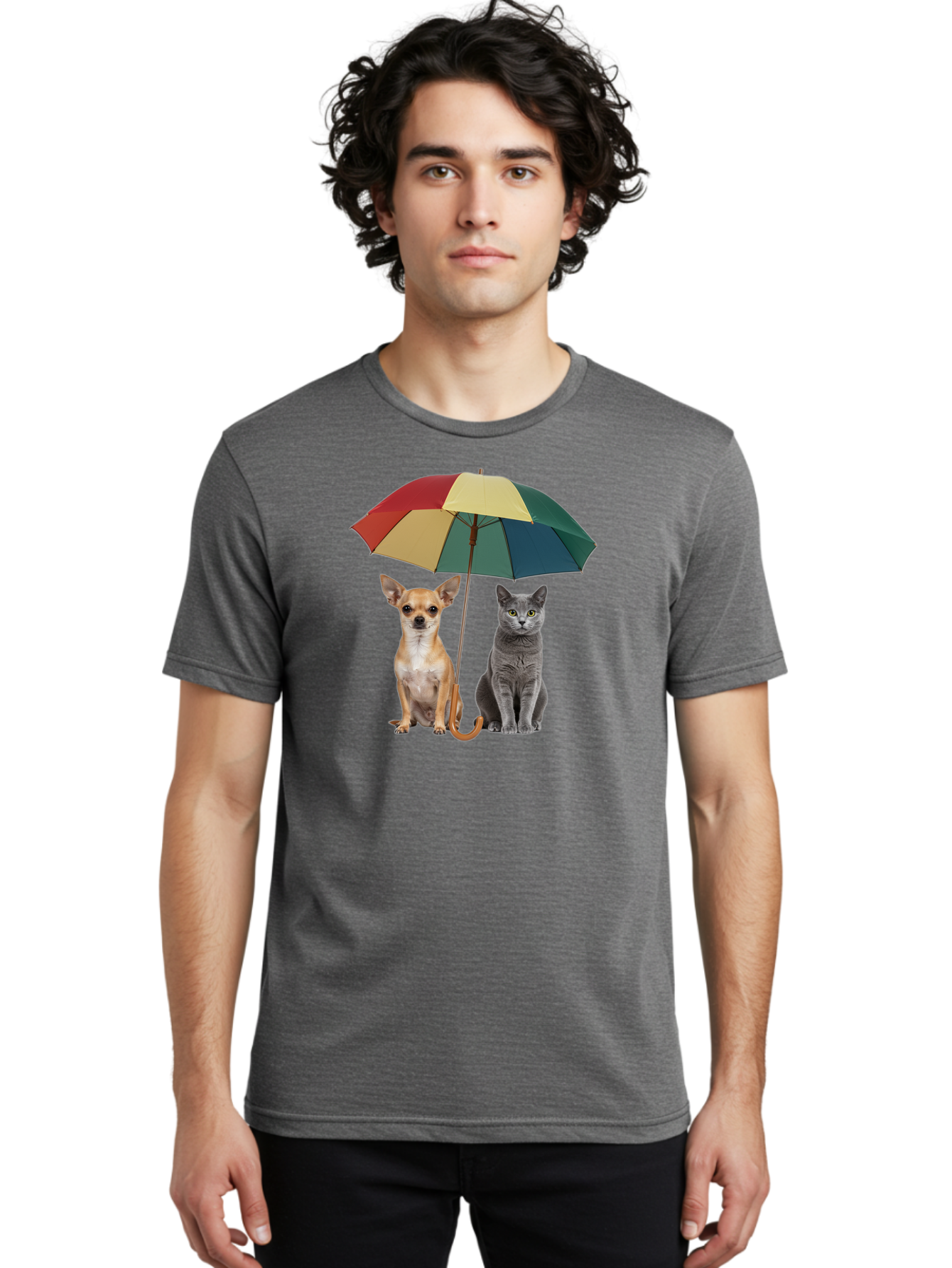 Colorful-Umbrella-Cat-Dog Men'S Graphic Tee, 100% Cotton, Comfortable Casual Summer Wear, Machine Washable, Vintage Camera, Old Camera, Antique Camera, Black Camera, Classic Photography, Photography Equipment, Nostalgic Device, Film Camera, Baf728