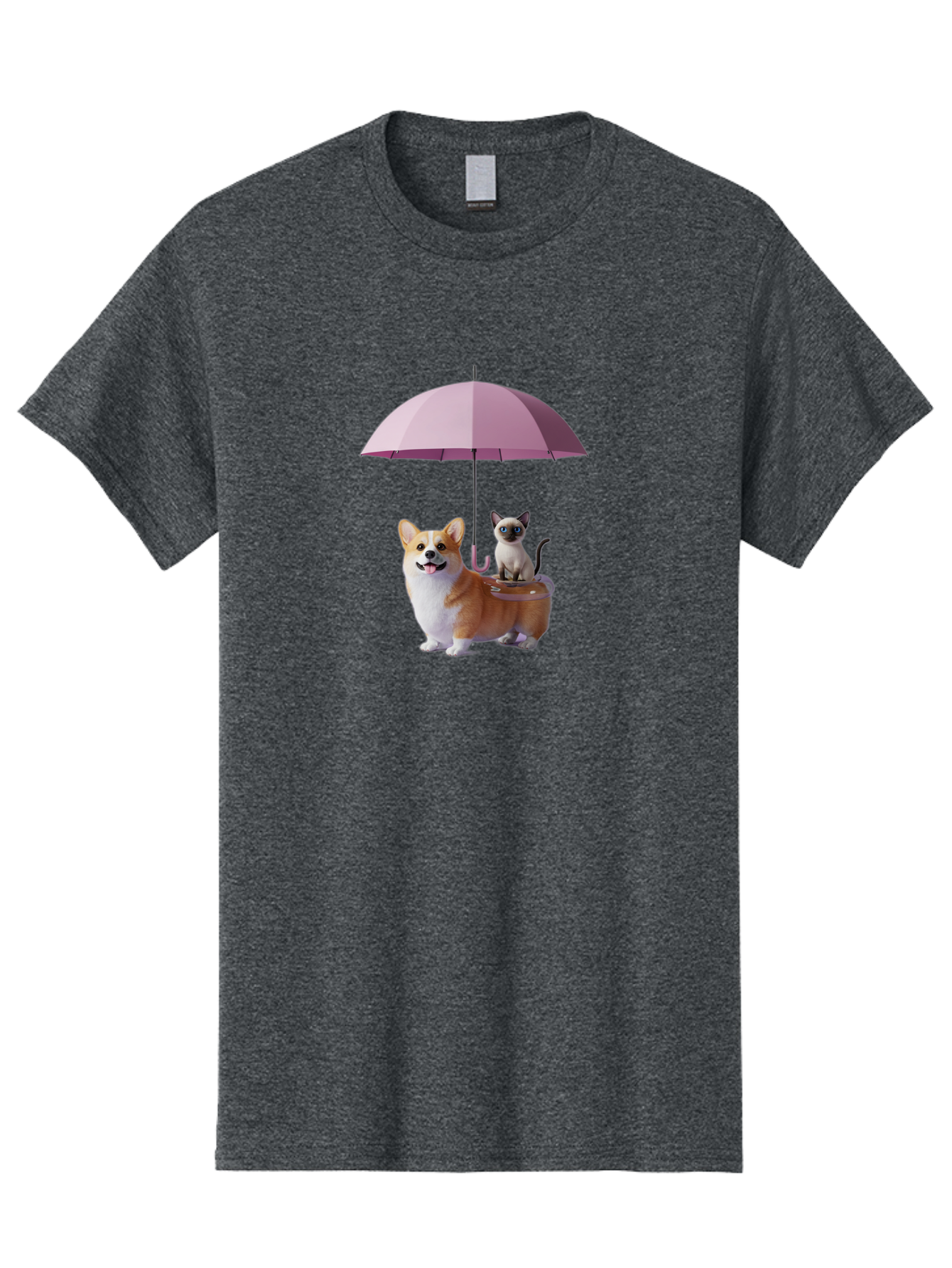 Corgi-And-Cat-Under-Umbrella Men'S Graphic Tee, 100% Cotton, Comfortable Casual Summer Wear, Machine Washable, Vintage Camera, Old Camera, Antique Camera, Black Camera, Classic Photography, Photography Equipment, Nostalgic Device, Film Camera, Baf729