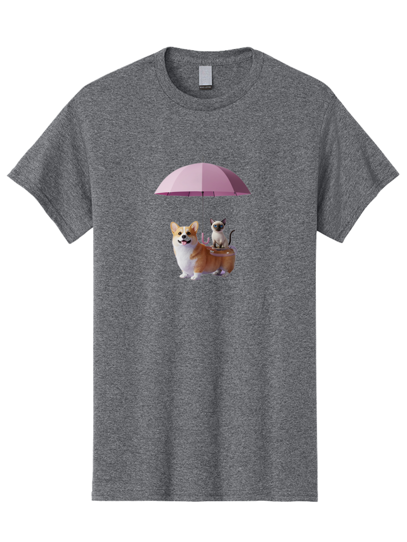 Corgi-And-Cat-Under-Umbrella Men'S Graphic Tee, 100% Cotton, Comfortable Casual Summer Wear, Machine Washable, Vintage Camera, Old Camera, Antique Camera, Black Camera, Classic Photography, Photography Equipment, Nostalgic Device, Film Camera, Baf729