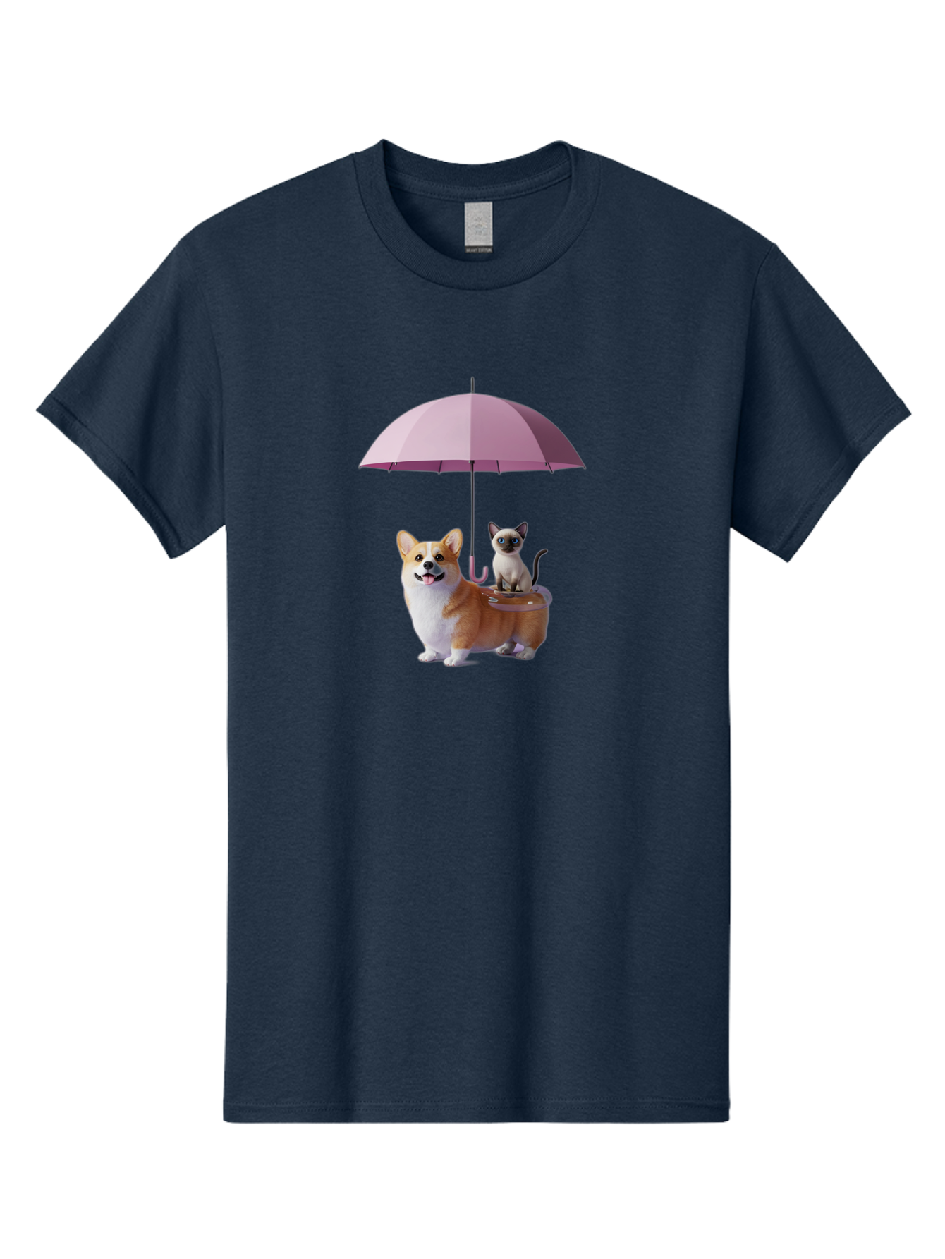 Corgi-And-Cat-Under-Umbrella Men'S Graphic Tee, 100% Cotton, Comfortable Casual Summer Wear, Machine Washable, Vintage Camera, Old Camera, Antique Camera, Black Camera, Classic Photography, Photography Equipment, Nostalgic Device, Film Camera, Baf729