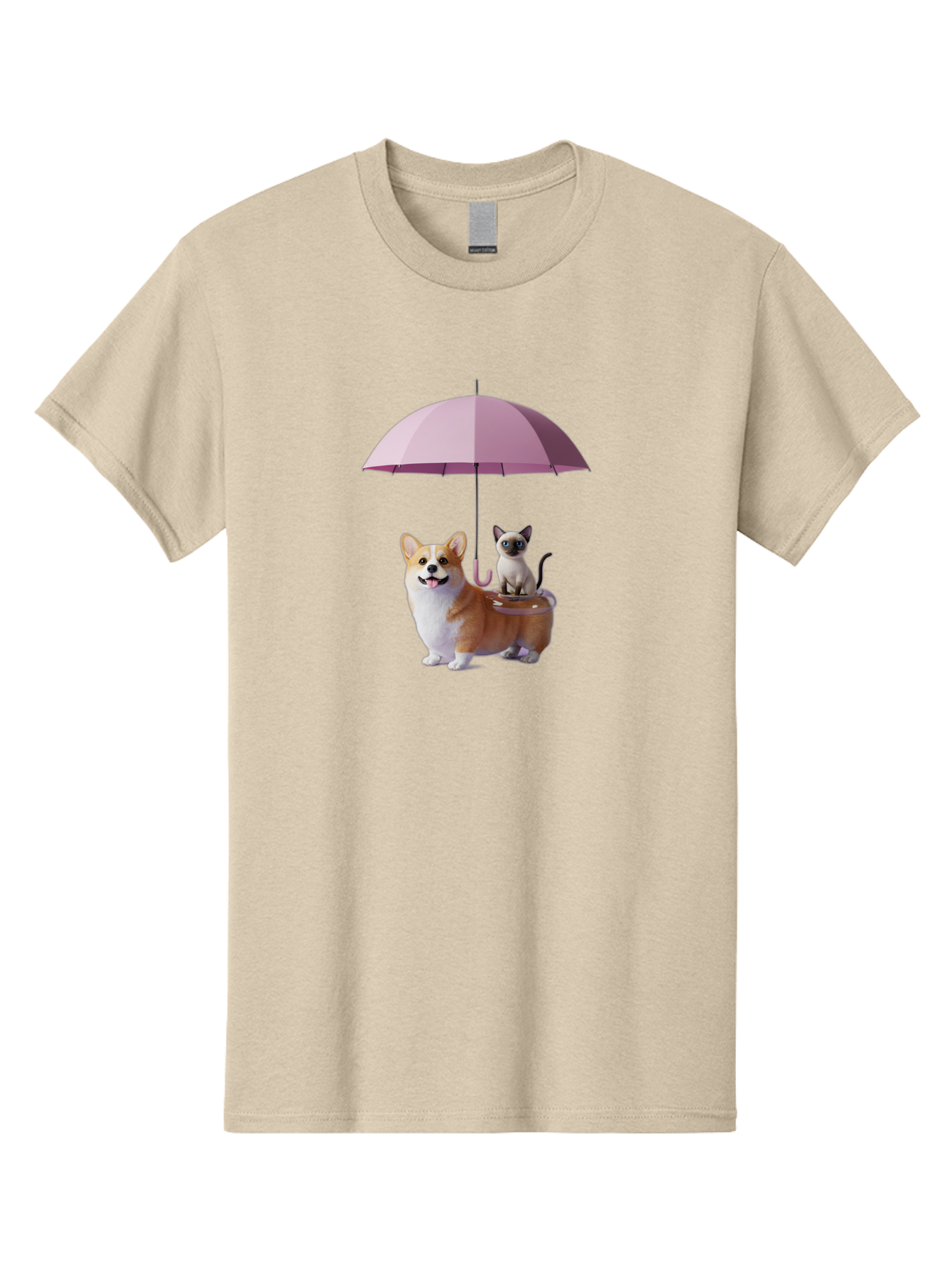 Corgi-And-Cat-Under-Umbrella Men'S Graphic Tee, 100% Cotton, Comfortable Casual Summer Wear, Machine Washable, Vintage Camera, Old Camera, Antique Camera, Black Camera, Classic Photography, Photography Equipment, Nostalgic Device, Film Camera, Baf729