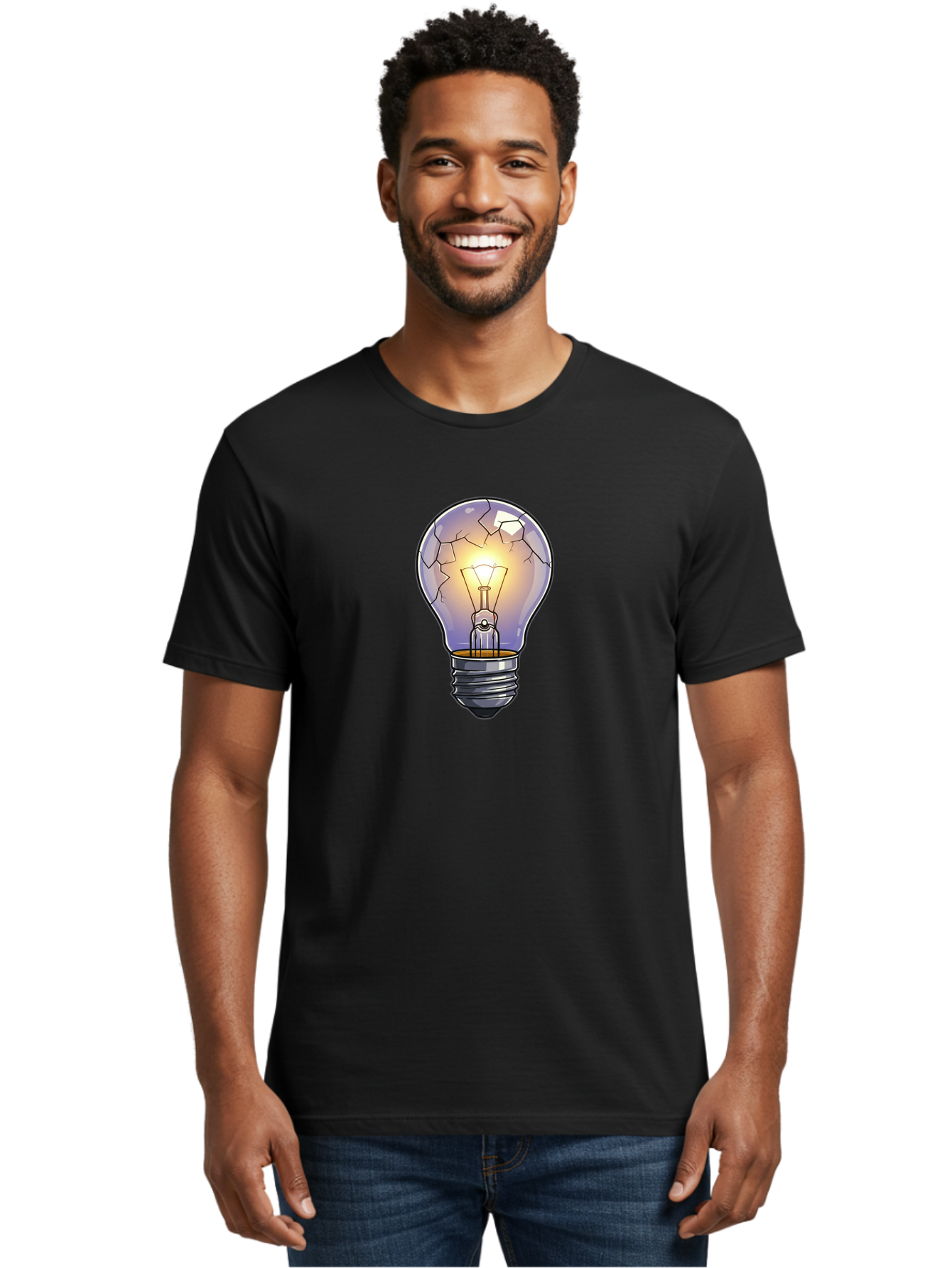 Cracked-Light-Bulb-13 Men'S Graphic Tee, 100% Cotton, Comfortable Casual Summer Wear, Machine Washable, Vintage Camera, Old Camera, Antique Camera, Black Camera, Classic Photography, Photography Equipment, Nostalgic Device, Film Camera, Baf735