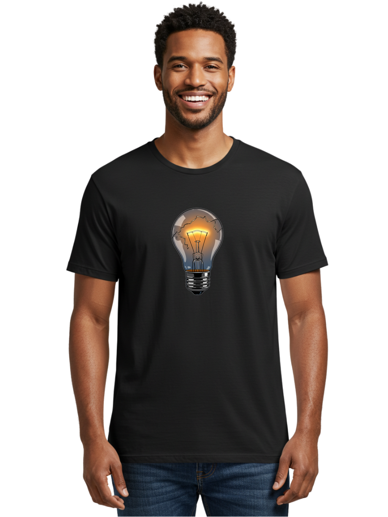 Cracked-Light-Bulb-15 Men'S Graphic Tee, 100% Cotton, Comfortable Casual Summer Wear, Machine Washable, Vintage Camera, Old Camera, Antique Camera, Black Camera, Classic Photography, Photography Equipment, Nostalgic Device, Film Camera, Baf737
