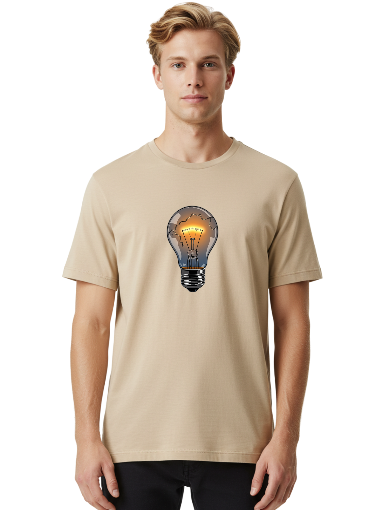 Cracked-Light-Bulb-15 Men'S Graphic Tee, 100% Cotton, Comfortable Casual Summer Wear, Machine Washable, Vintage Camera, Old Camera, Antique Camera, Black Camera, Classic Photography, Photography Equipment, Nostalgic Device, Film Camera, Baf737